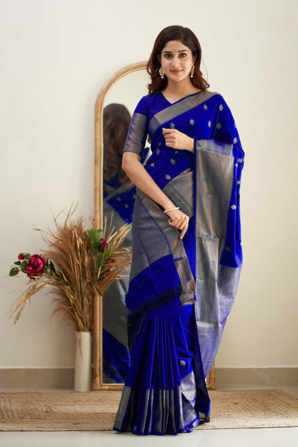 Festive Wear Blue color soft Banarasi Silk Saree