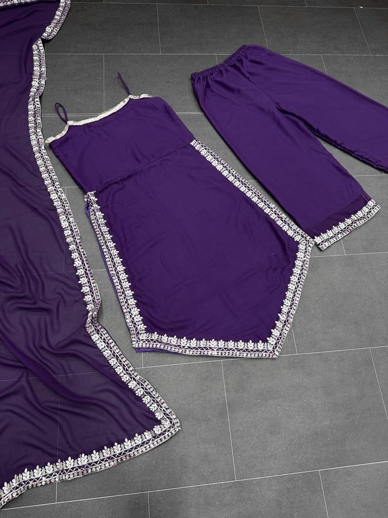 Trendy Purple Color Embroidery Work Salwar Suit