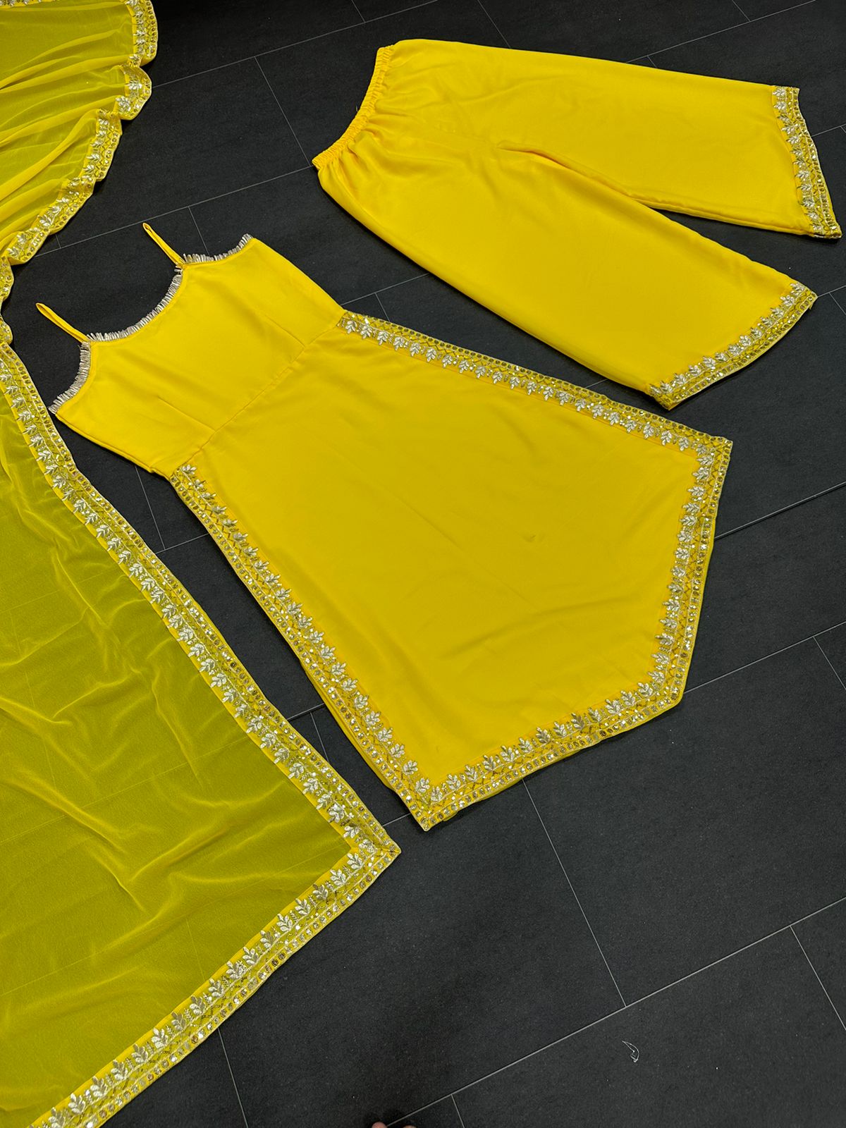 Trendy Yellow Color Embroidery Work Salwar Suit