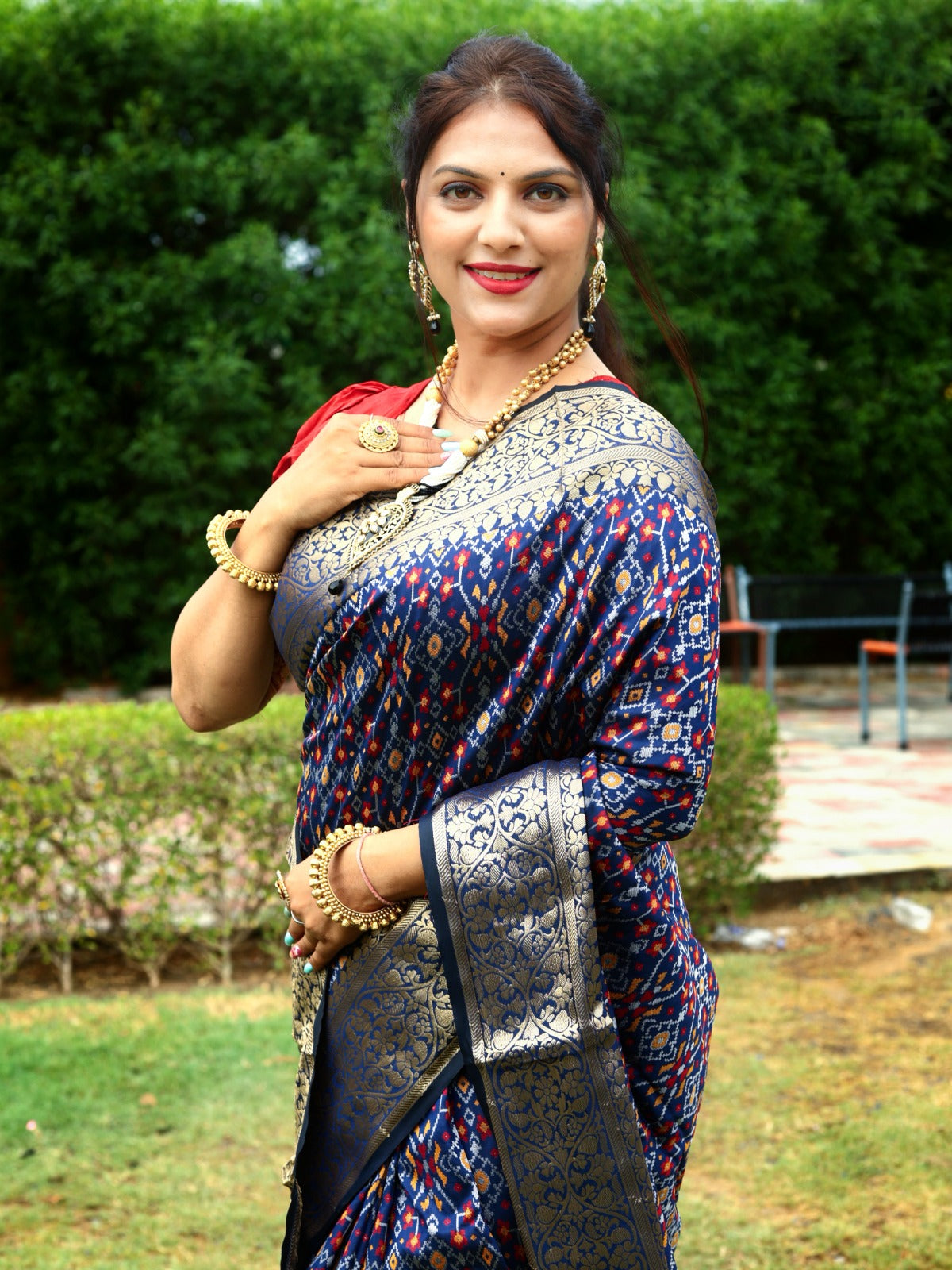 Wedding Wear Navy Blue Color Zari Weaving Saree