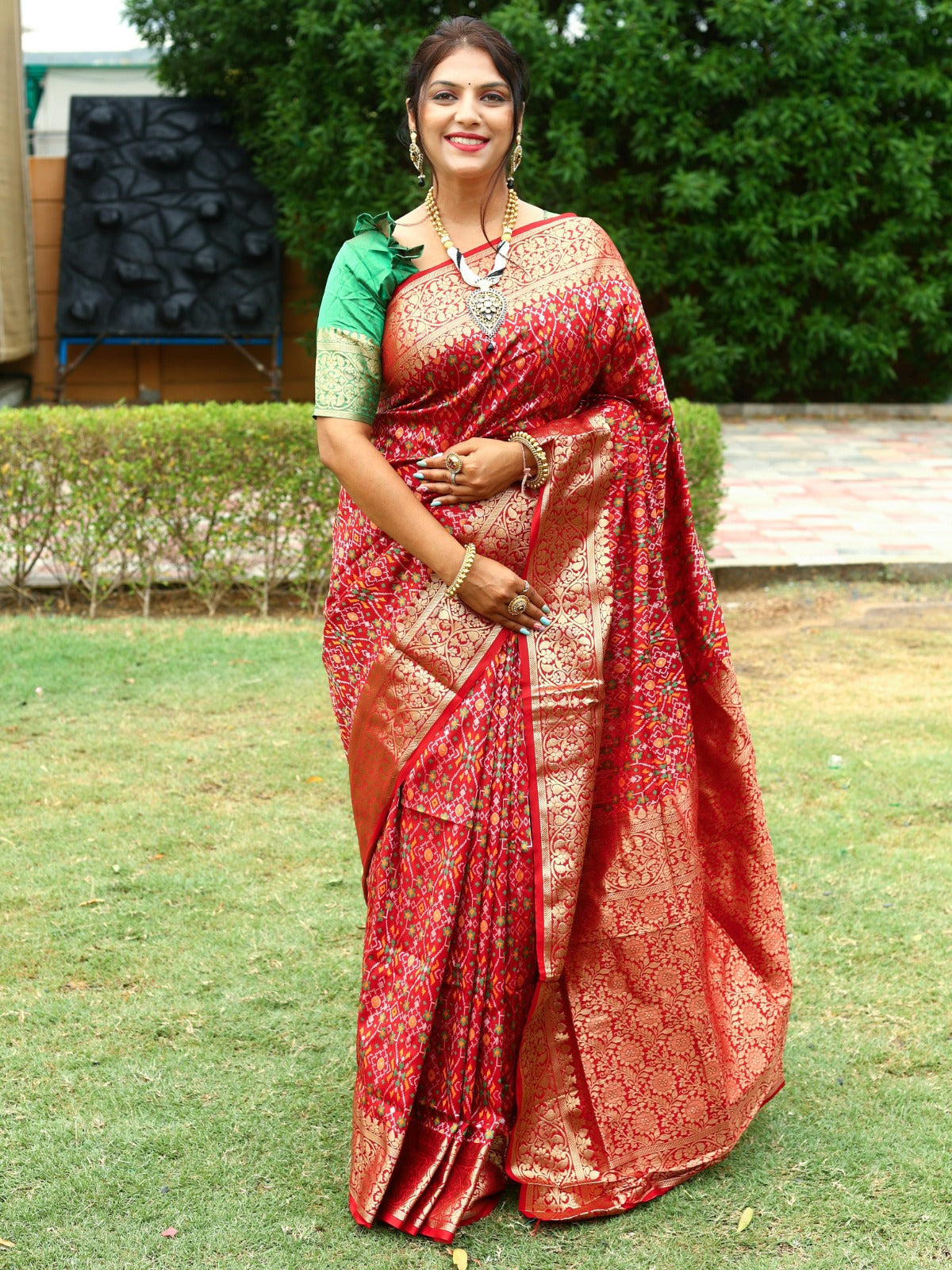 Wedding Wear Red Color Zari Weaving Saree