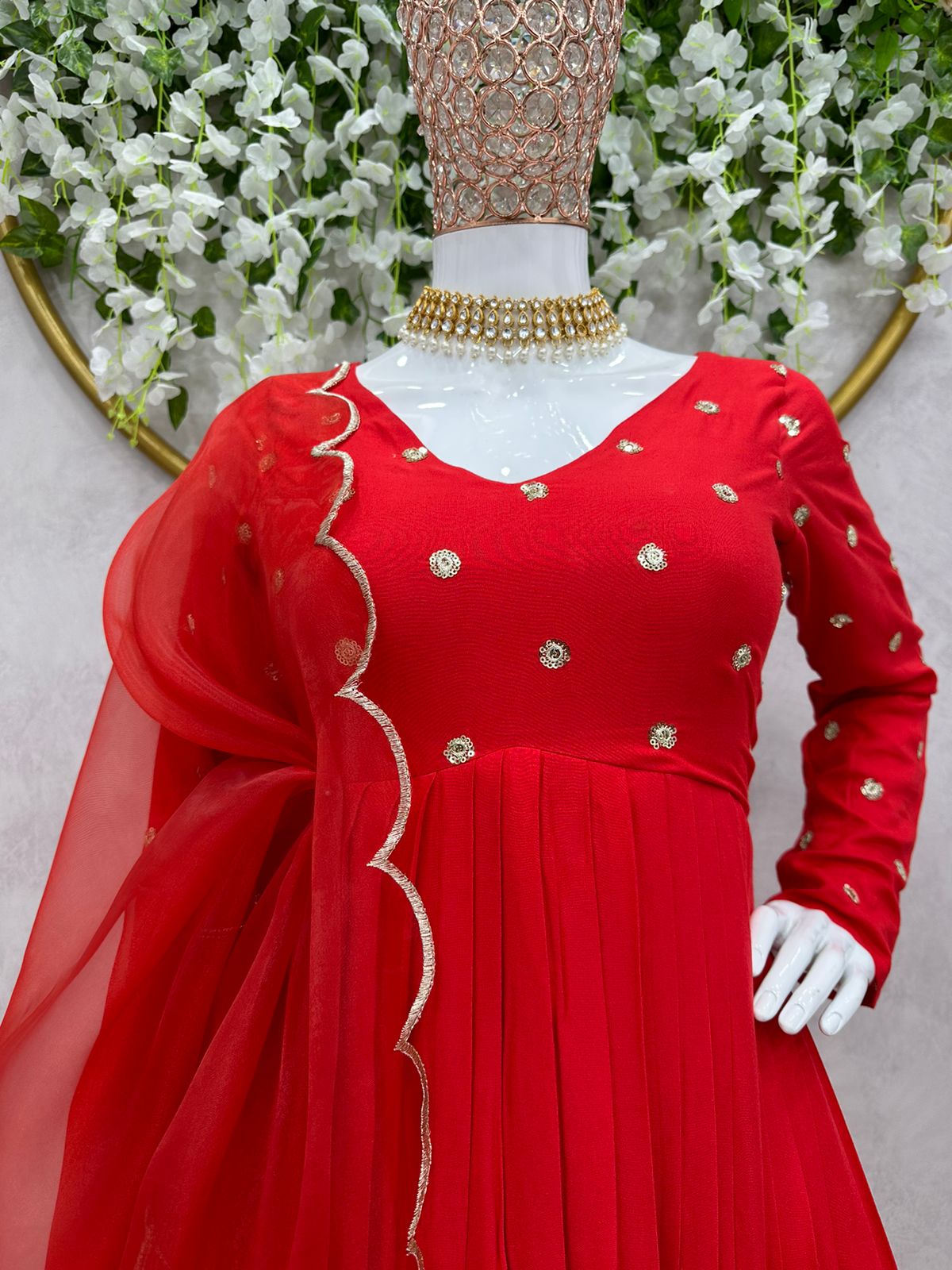 Festive Wear Red Color Stylish Anarkali Suit