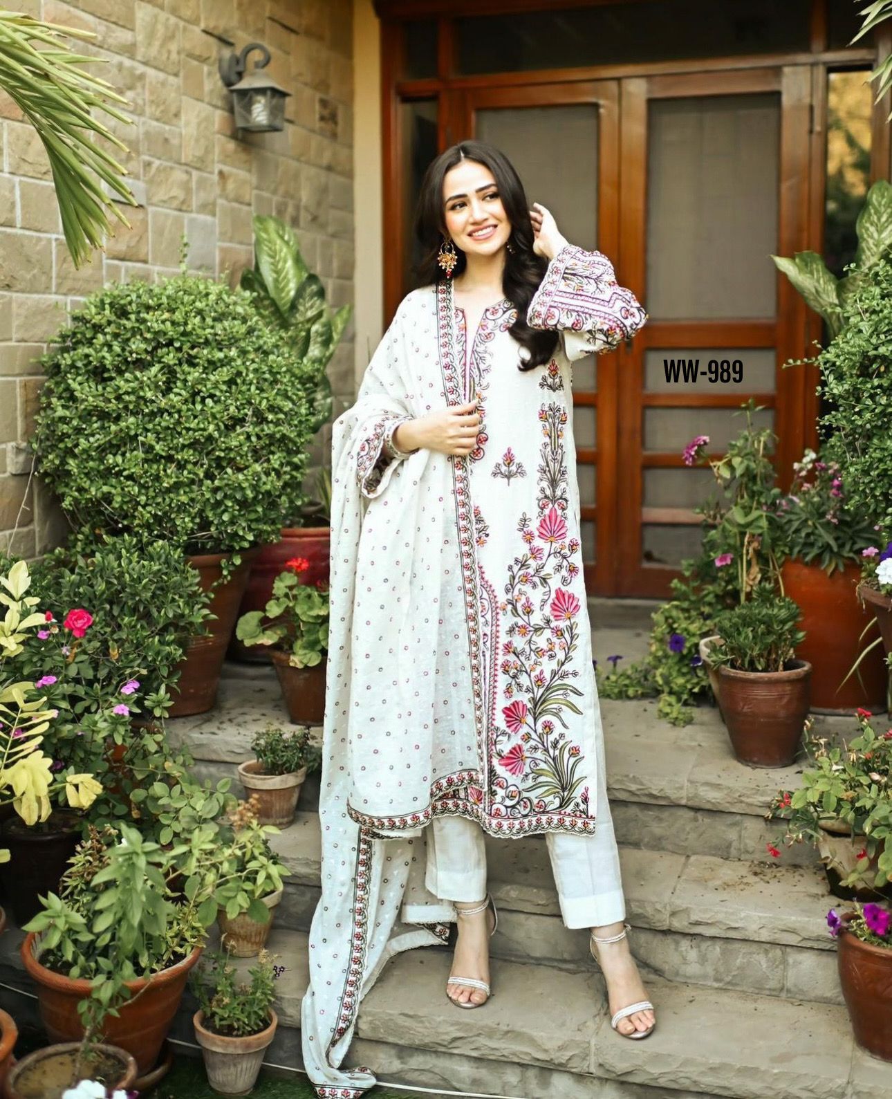 Classy White Color Multi Embroidery Work Salwar Suit