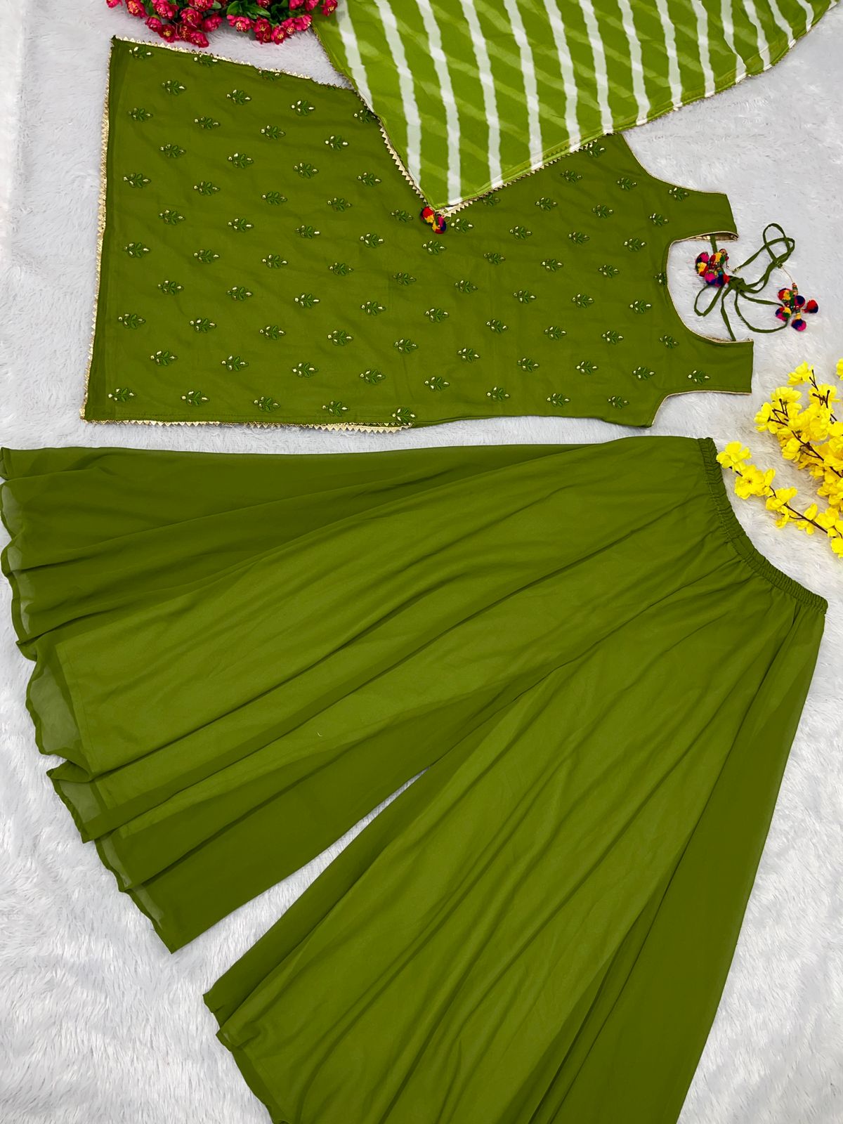 Beautiful Work Green Color Sharara Suit