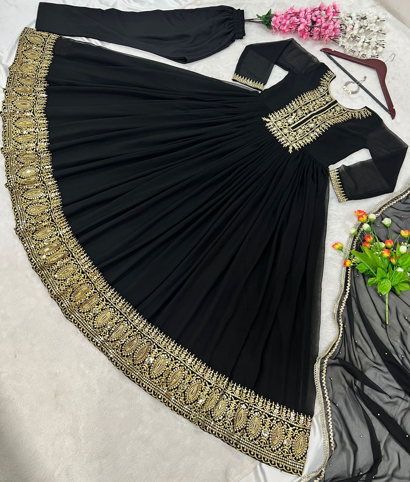 Black Color Beautiful Sequence Work Anarkali Gown