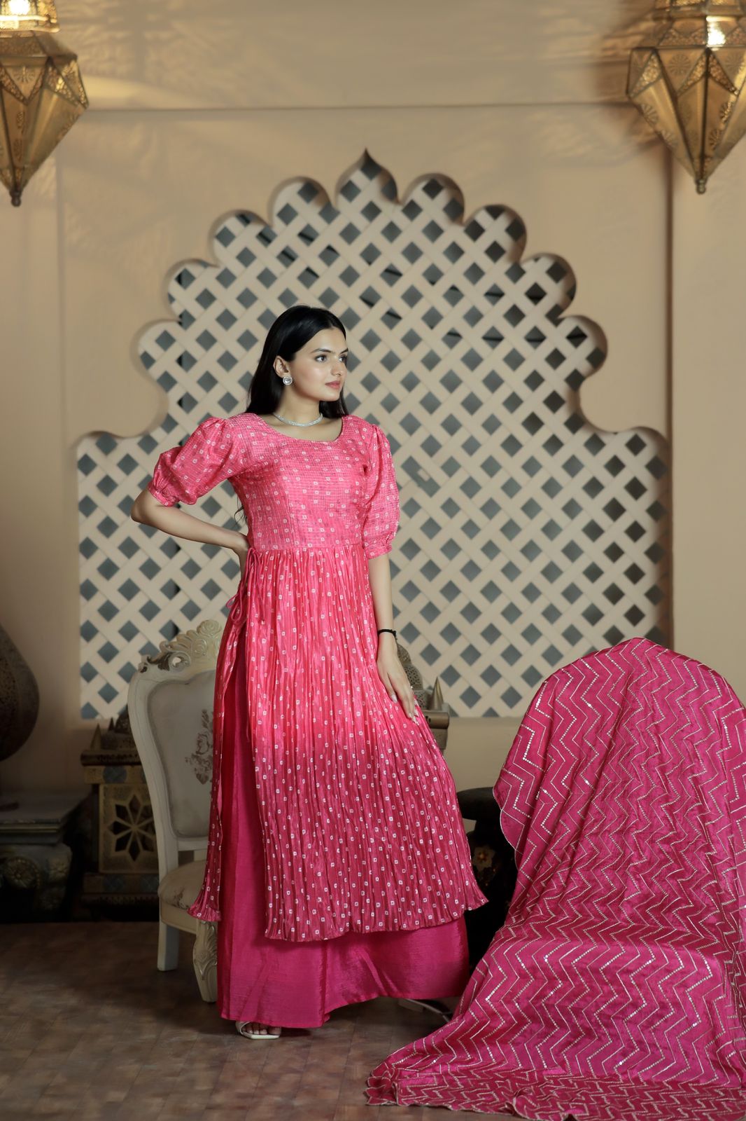 Awesome Digital Print Pink Color Sharara Suit