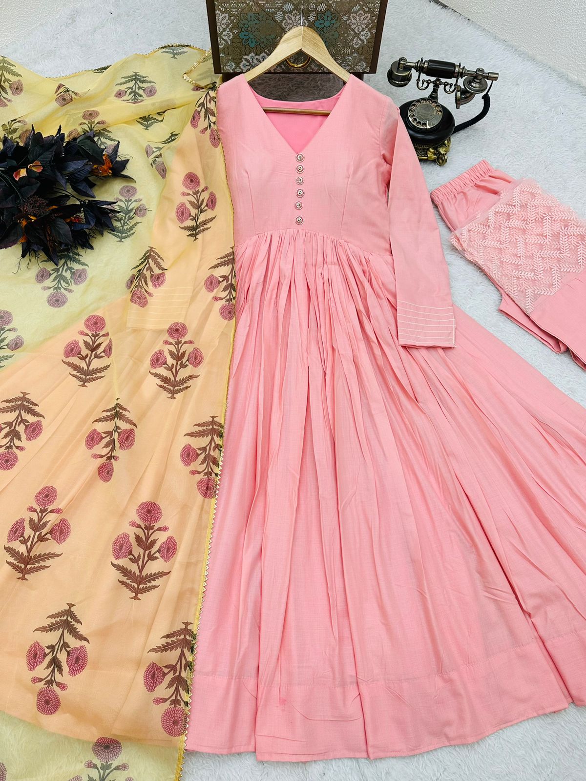 Peach Color Wonderful Gown With Palazzo