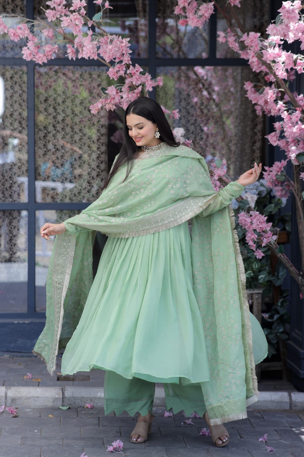 Best Pista Green Color Kt Silk Fabric Designer Gown | Gowns dresses,  Designer dresses indian, Silk anarkali suits