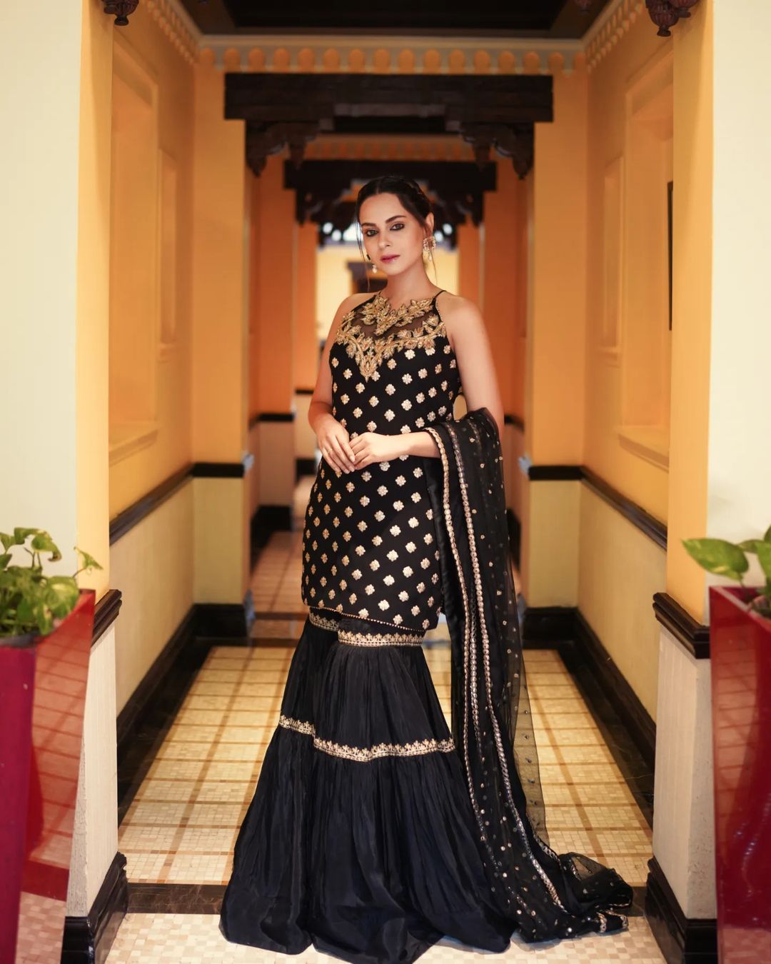 Eyes Catching Sequence Work Black Sharara Suit
