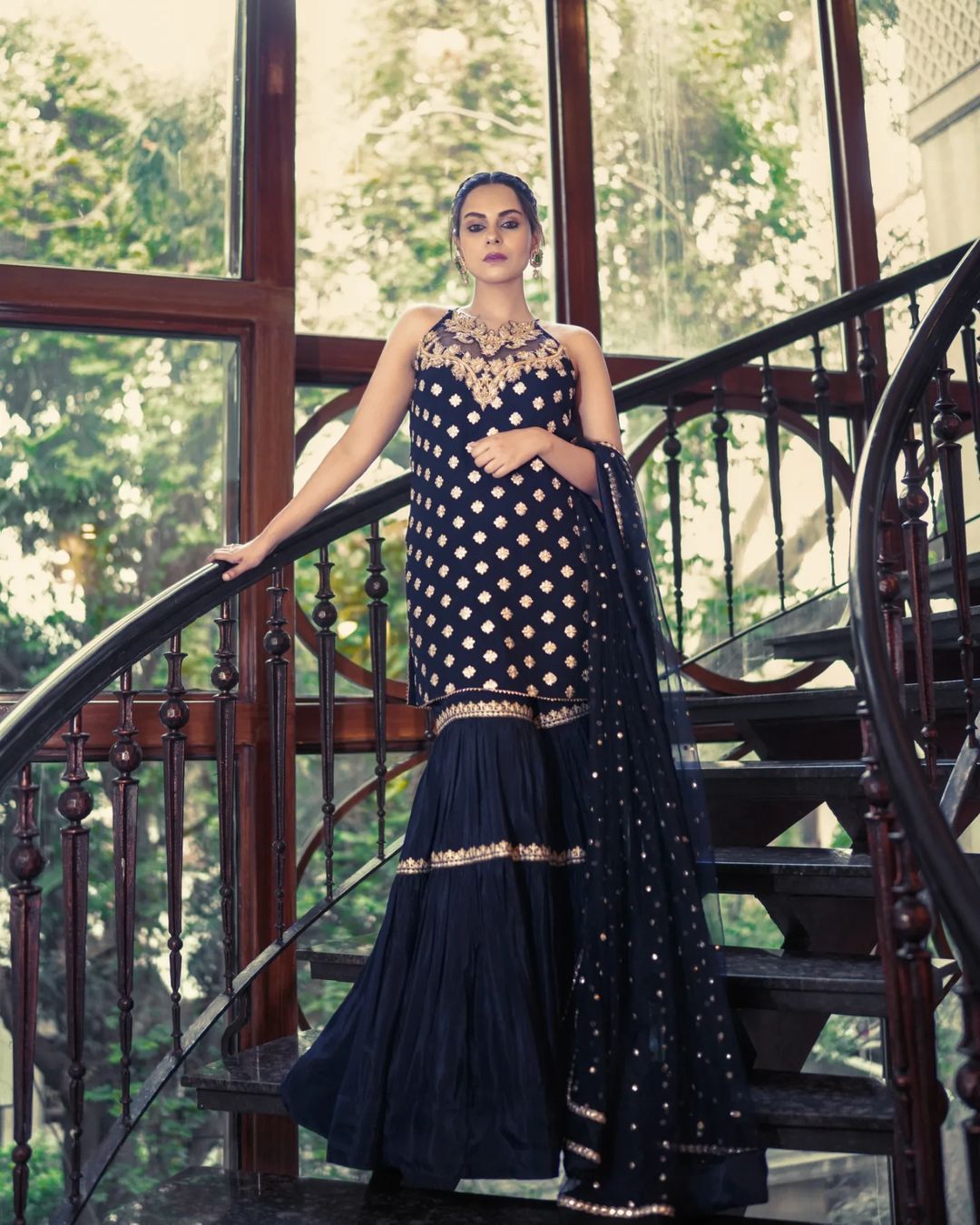 Eyes Catching Sequence Work Black Sharara Suit