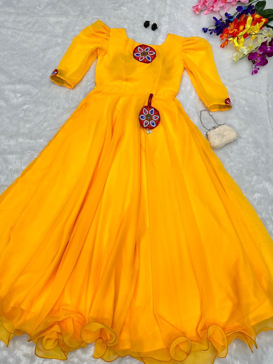 Trendy Yellow Color Fully Stitched Anarkali Gown
