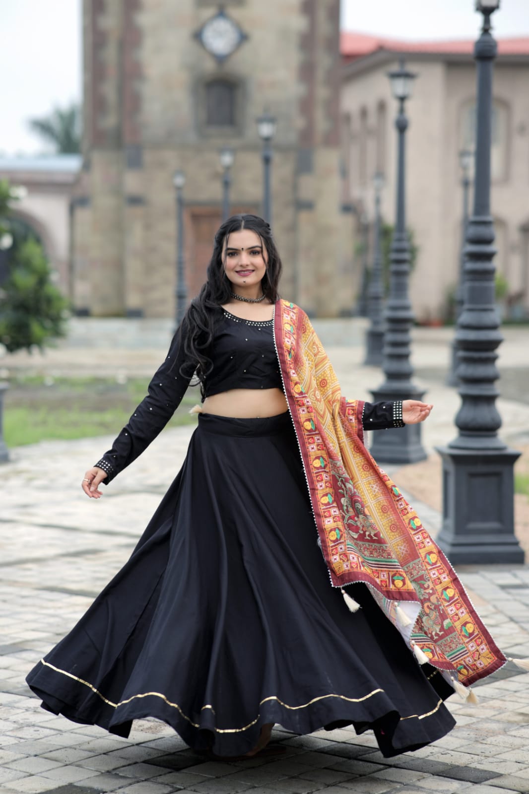 Traditional Wear Black Color Lehenga Choli With Pretty Dupatta