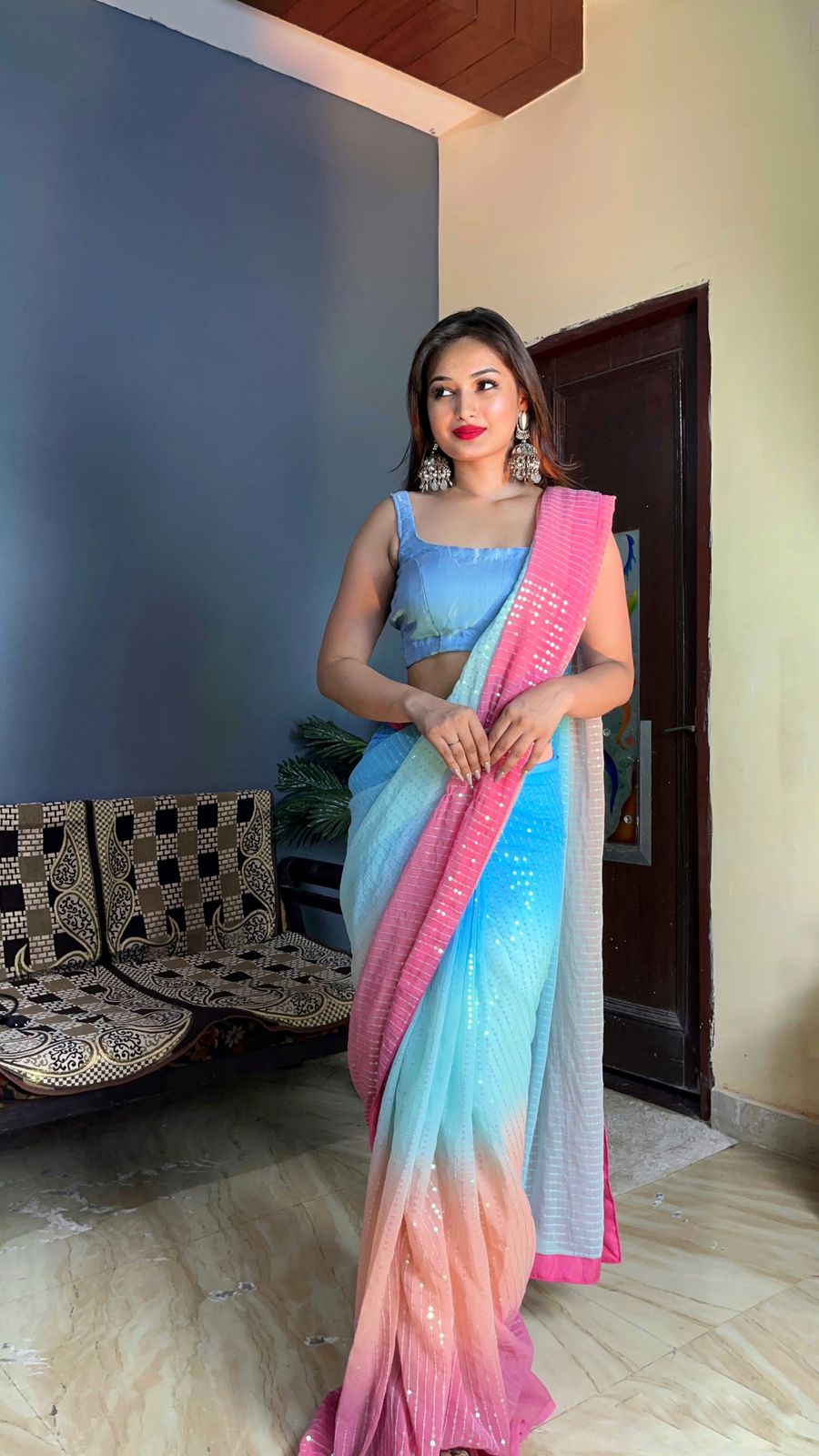 Occasion Wear Multi Color Ready To Wear Saree
