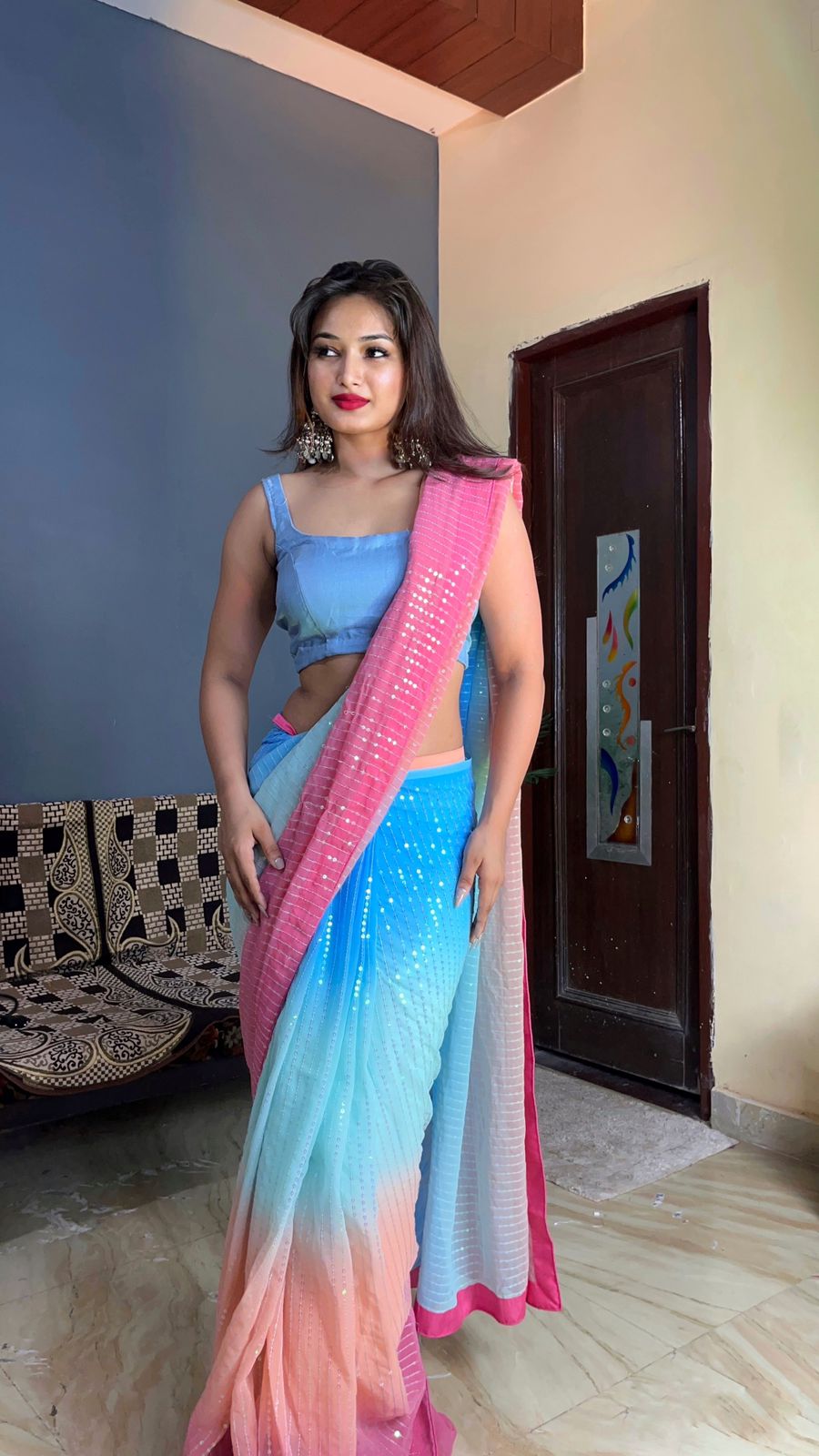 Occasion Wear Multi Color Ready To Wear Saree