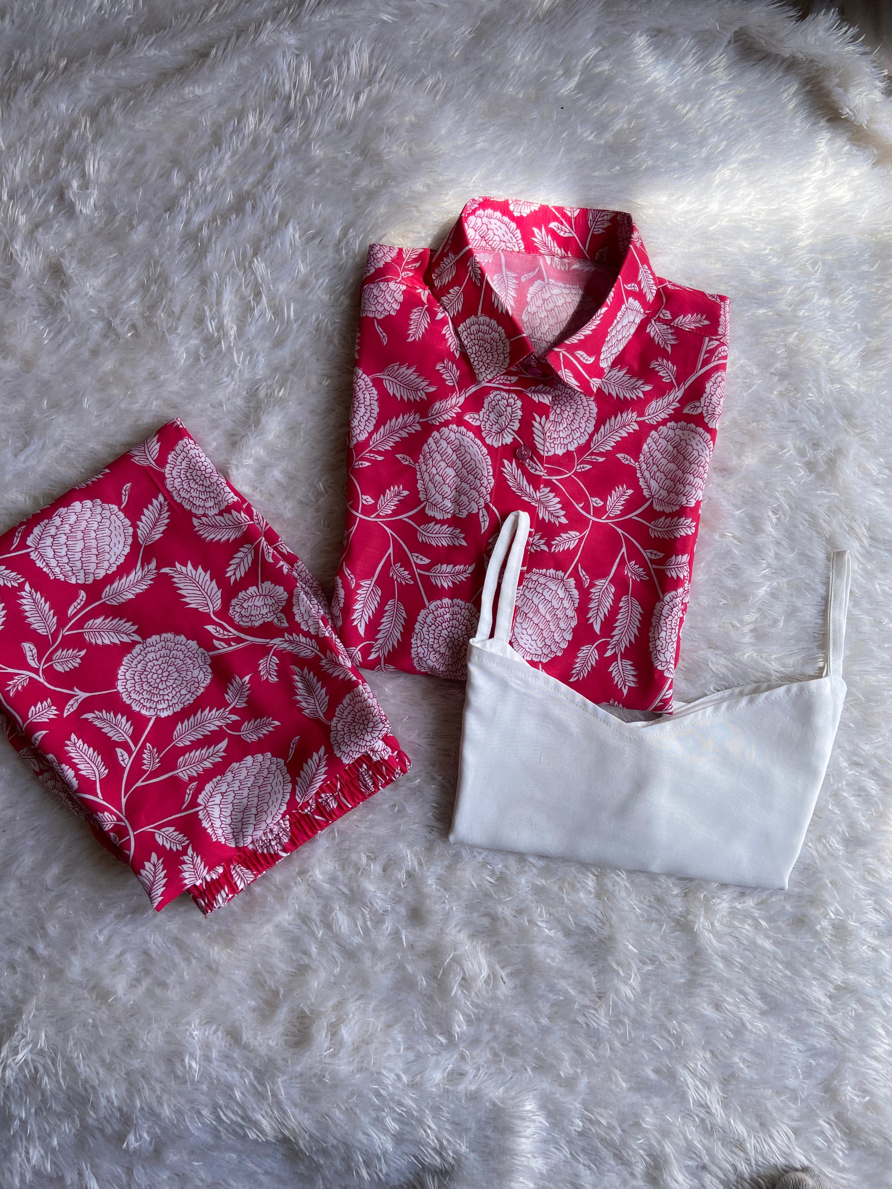 Stylish Digital Print Pink Color Shirt With Pant Cord Set
