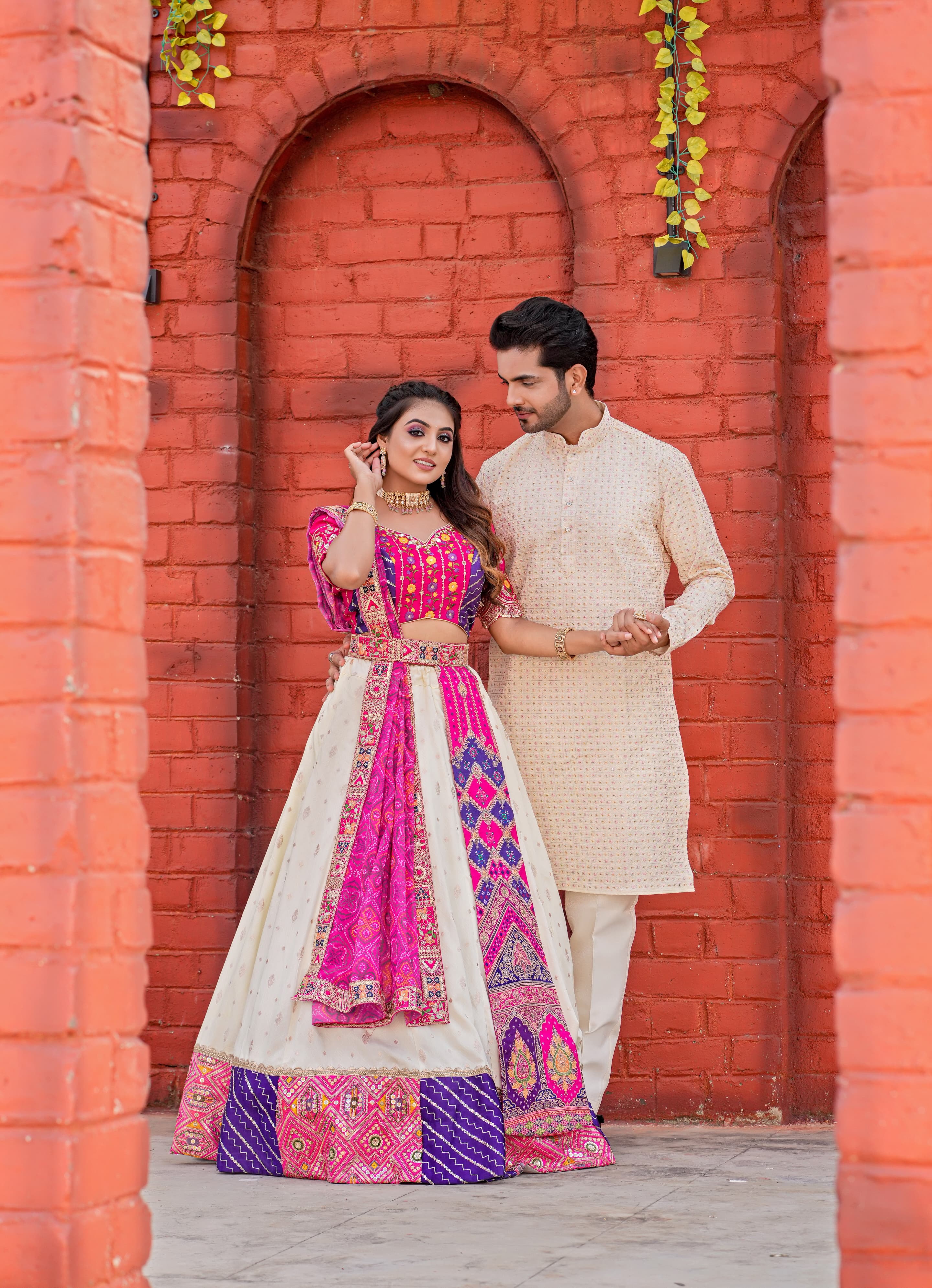 Designer Couple Combo Set, Lehenga Choli With Kurta in Silk Fabric Family  Combo Wedding Party Outfits, Celebrity Wear Designer Couple Dress - Etsy
