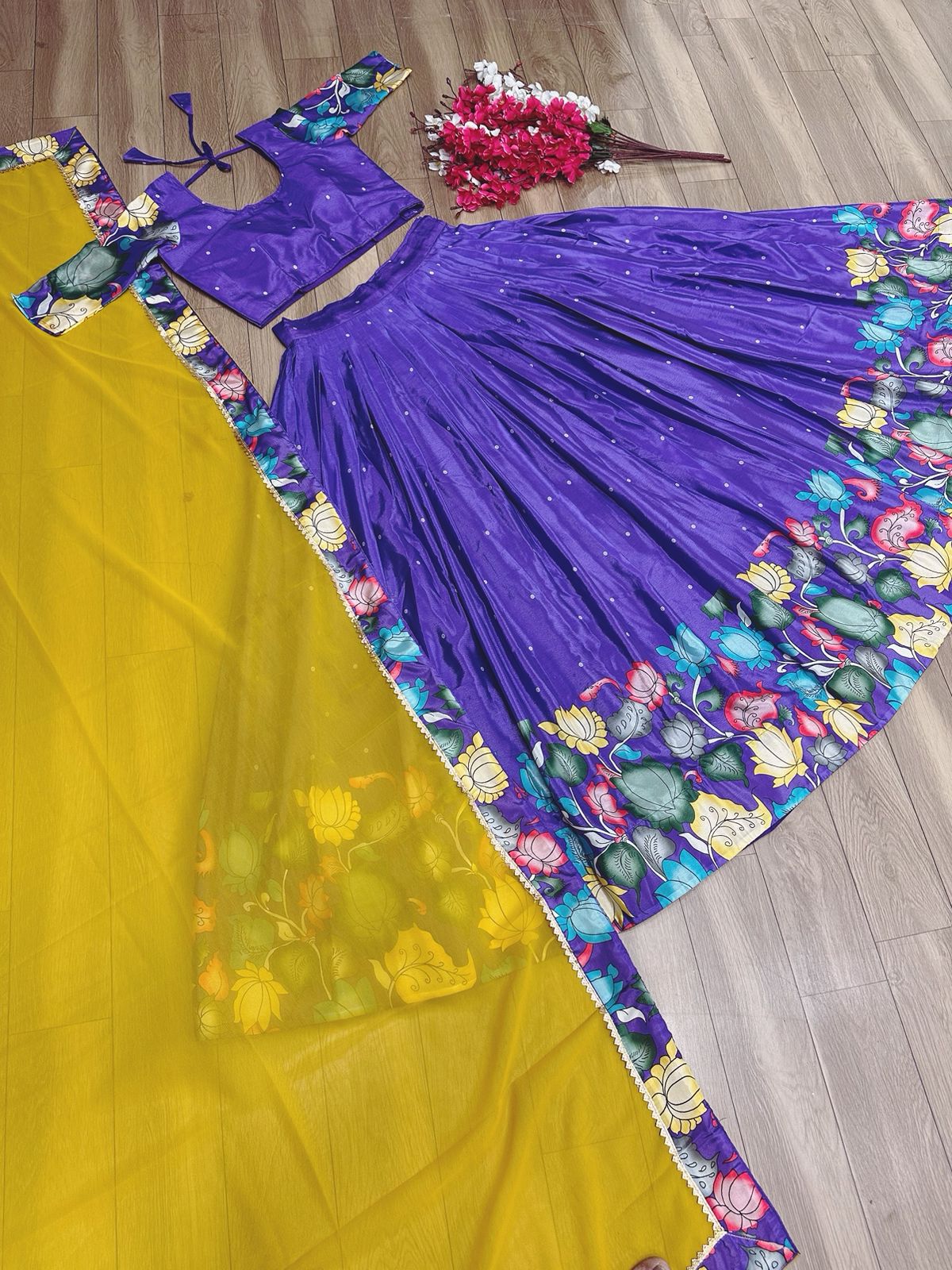 Mother And Daughter Matching Purple Color Function Wear Lehenga Choli