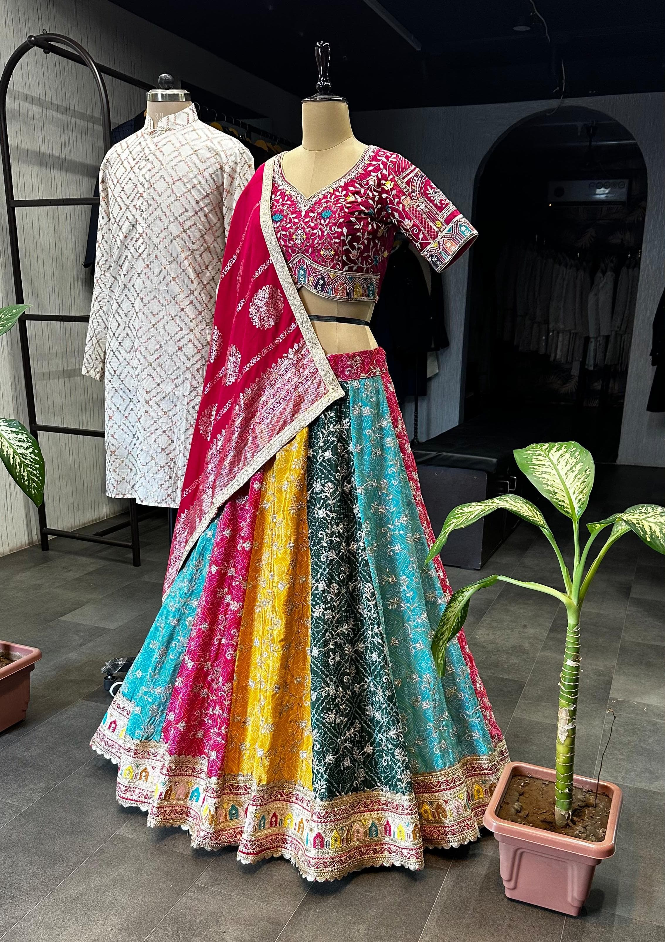 Popular Multi Colour Sangeet Lehenga Choli and Multi Colour Sangeet Chaniya  Choli Online Shopping