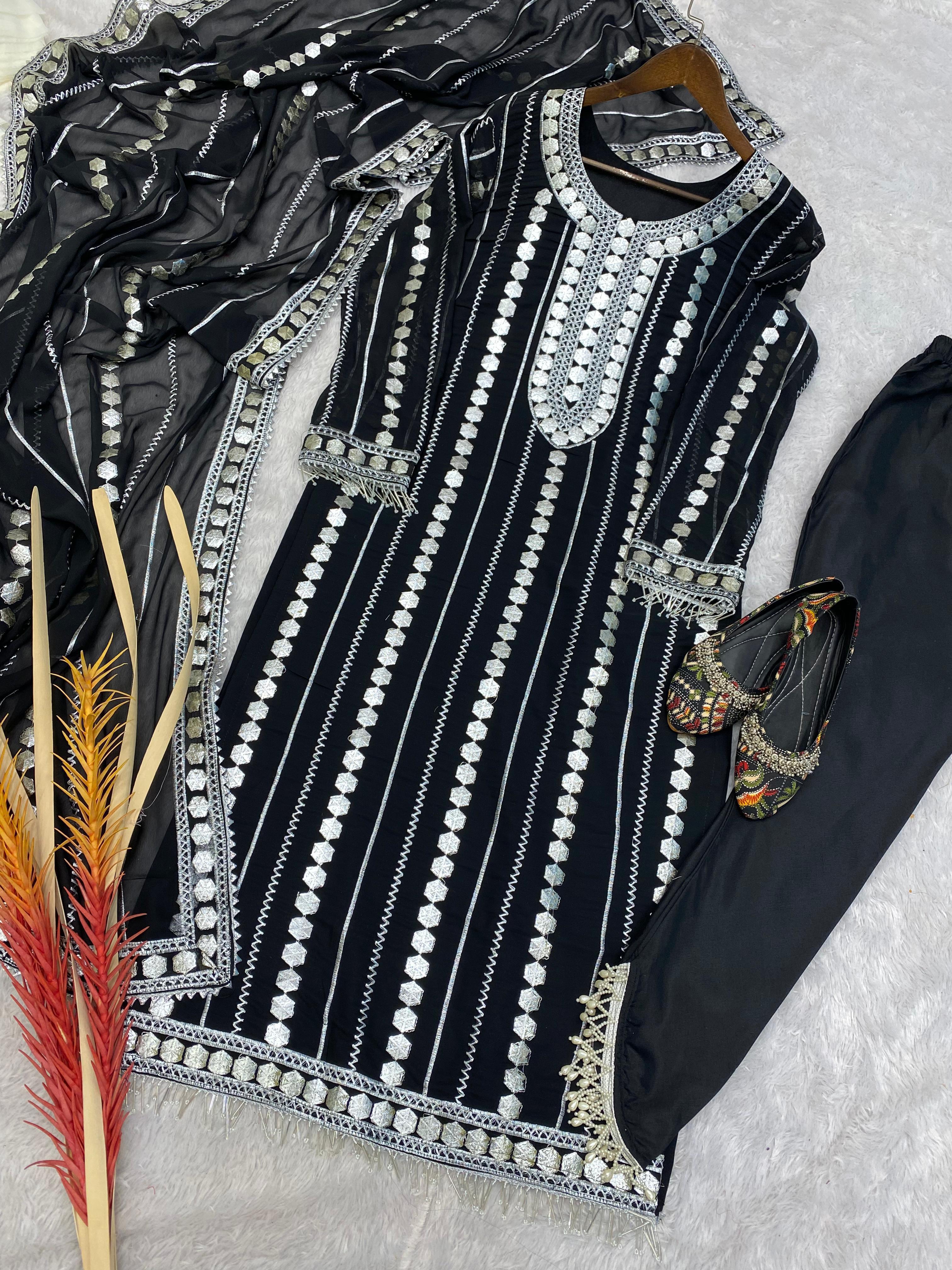 Delightful Embroidery Work Black Color Salwar Suit
