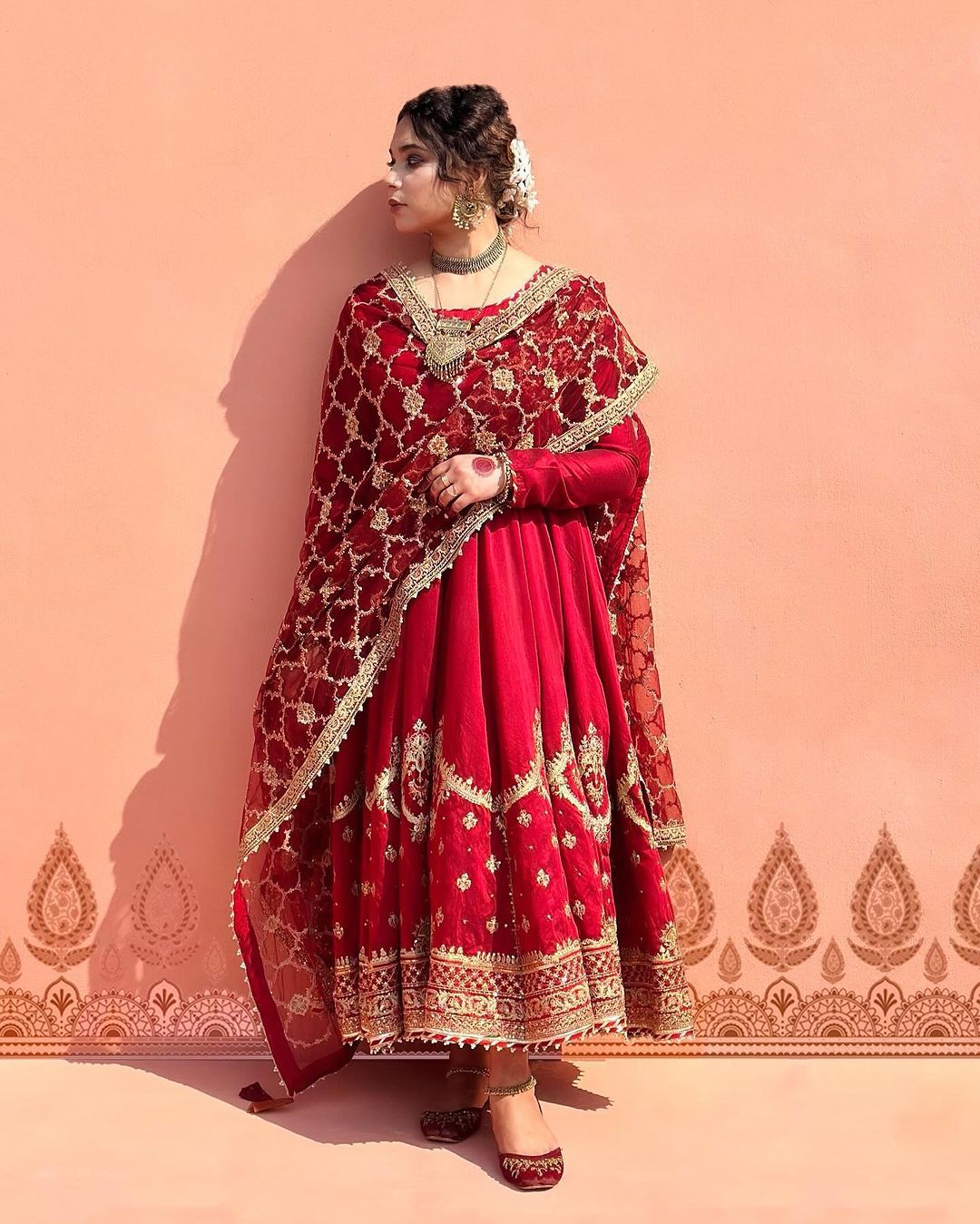 Fabulous Fully Stitched Sequence Work Red Gown