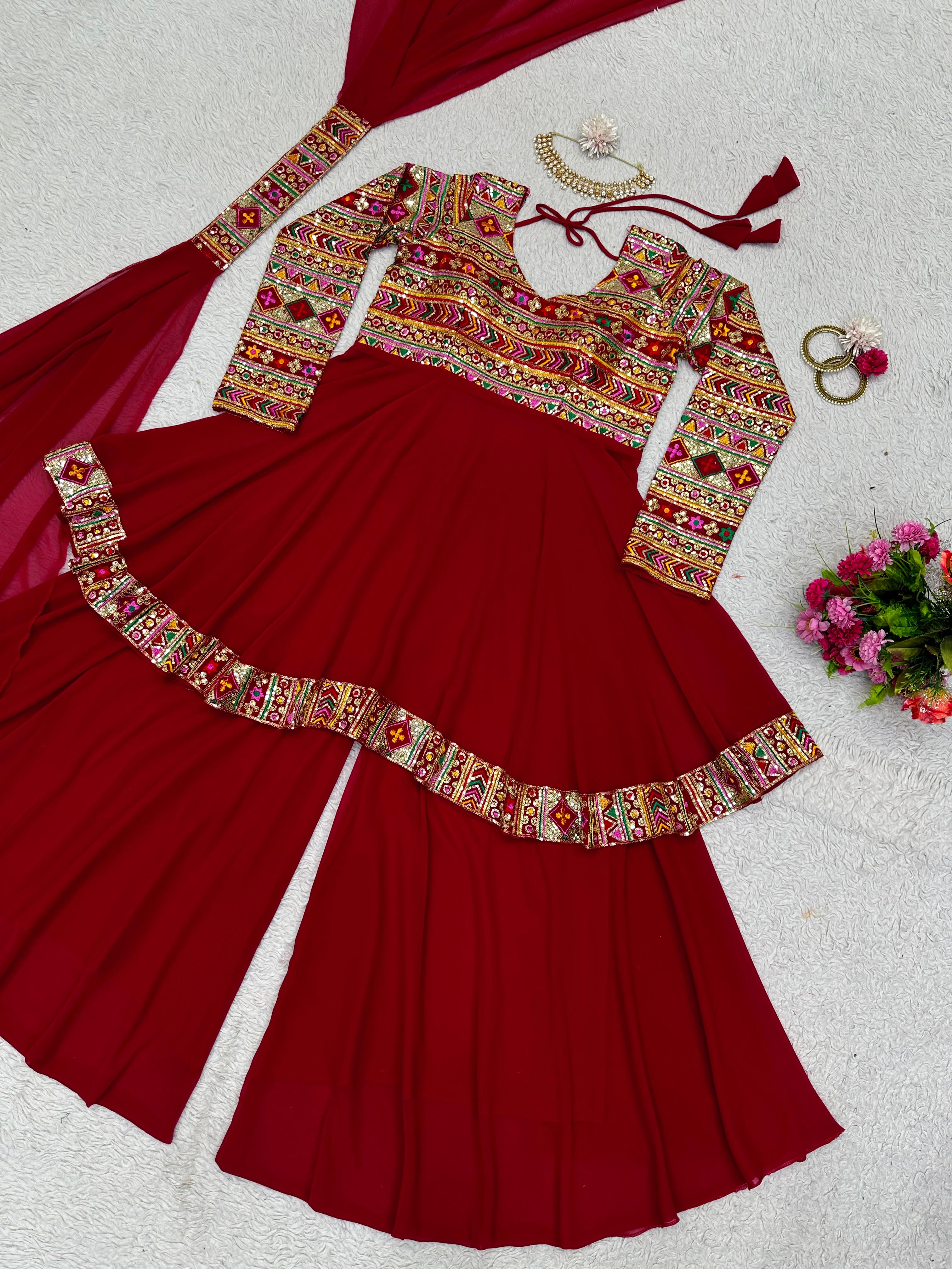 Red Color Wedding Wear Sharara Suit