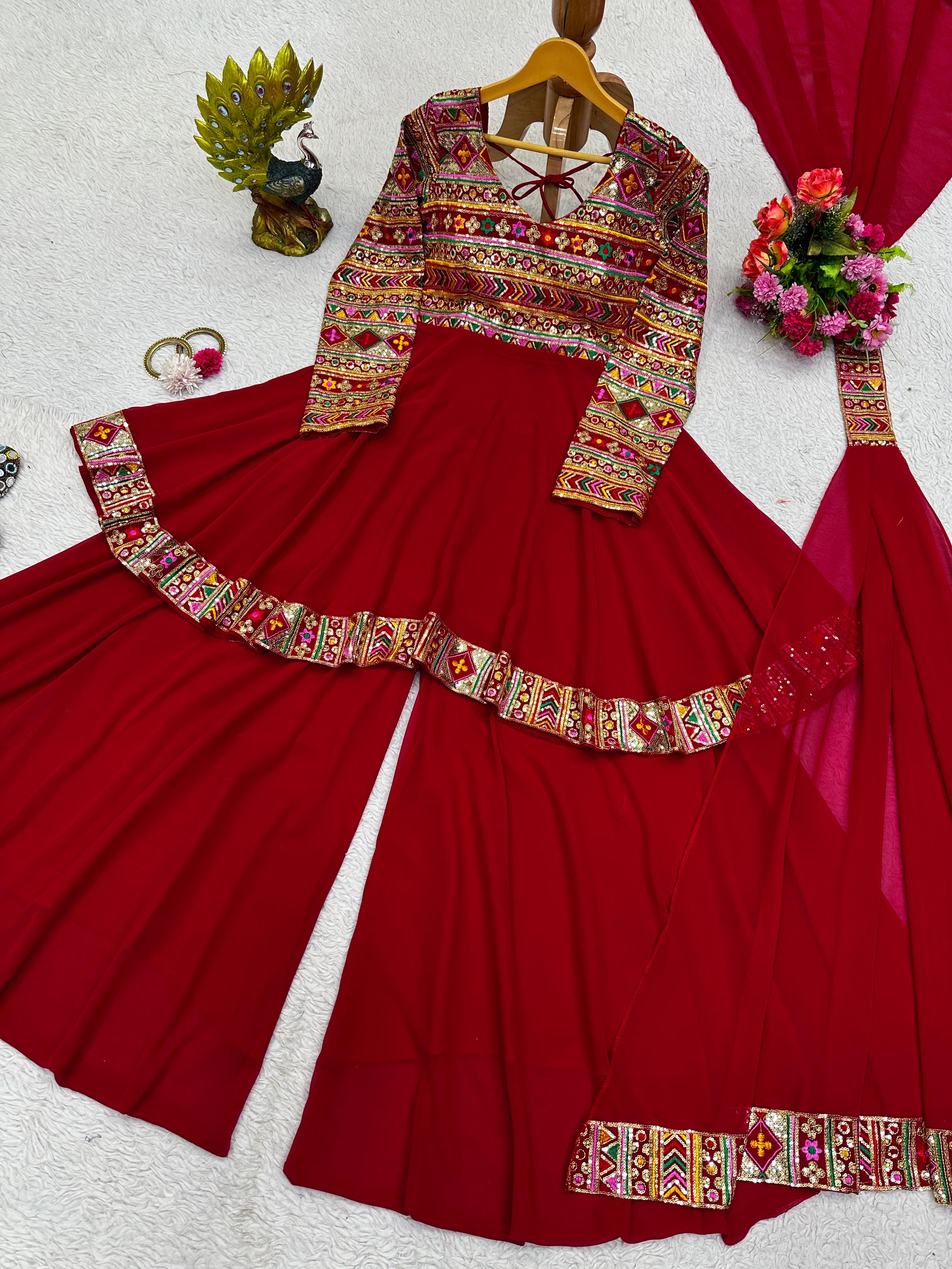 Red Color Wedding Wear Sharara Suit