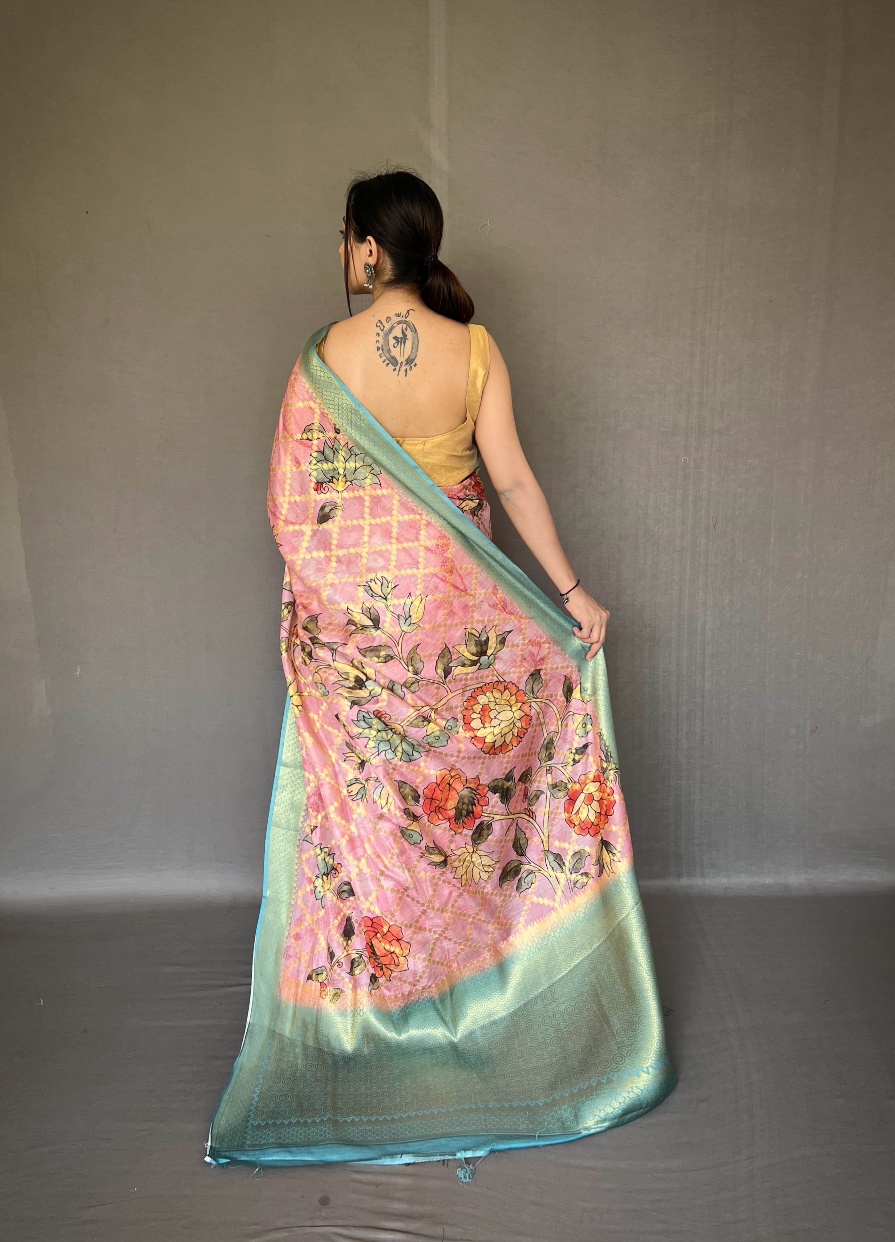 Stunning Pink Color jacquard Zari Weaving Work Saree
