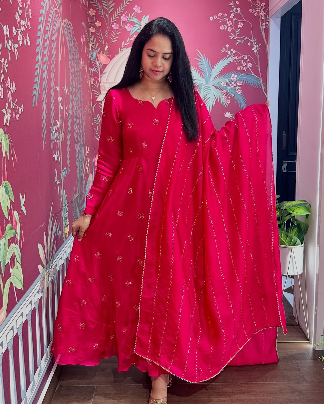 Anarkali Kurta with Trousers & Dupatta