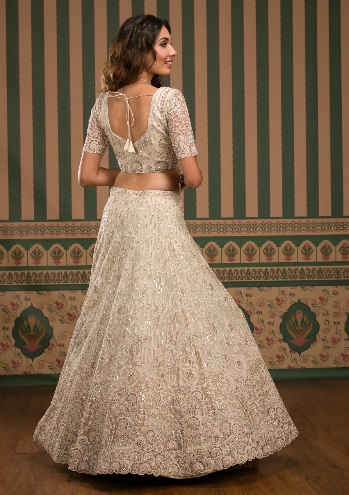 Threadwork Net Readymade Lehenga