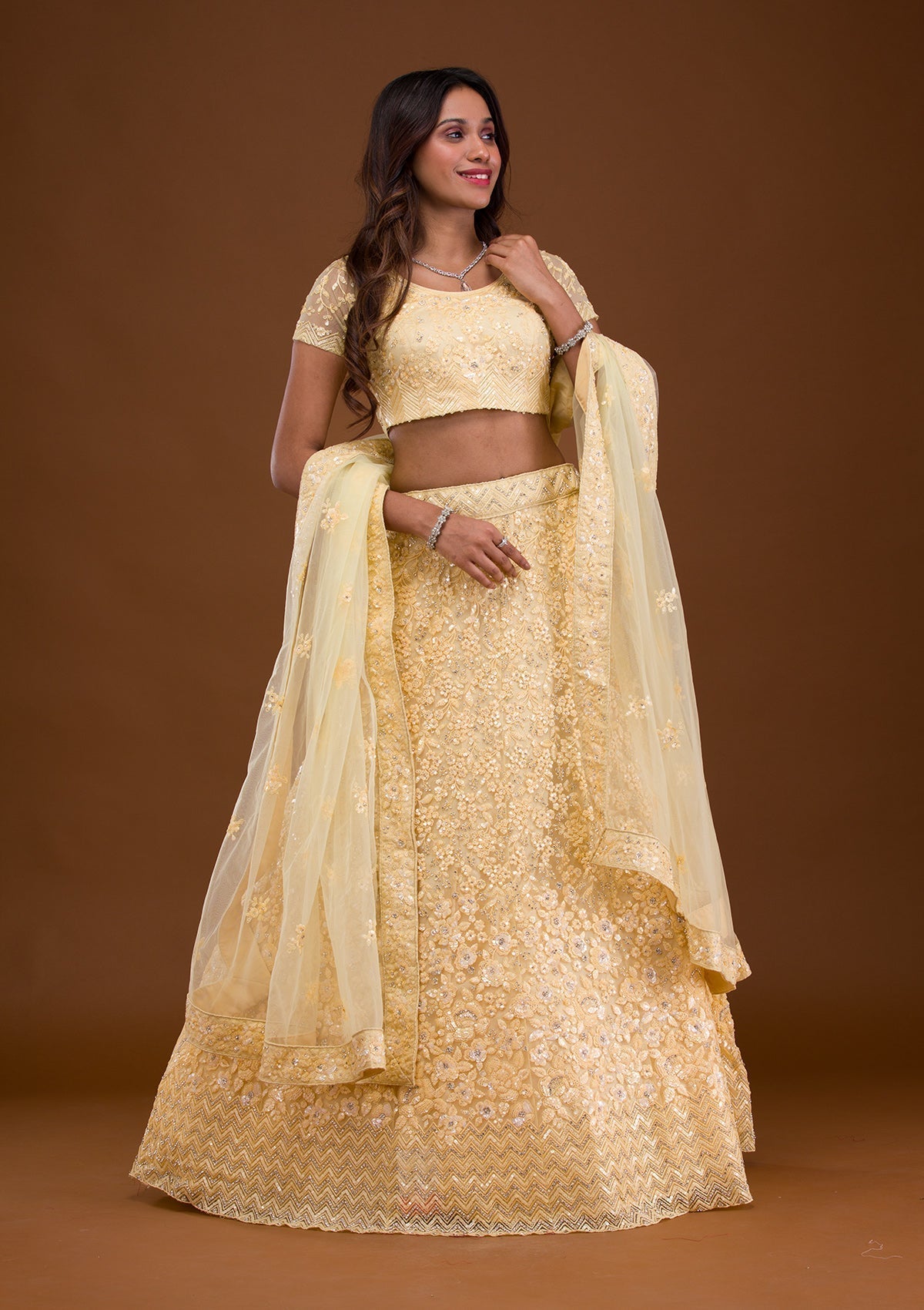 Sequins Net Readymade Lehenga