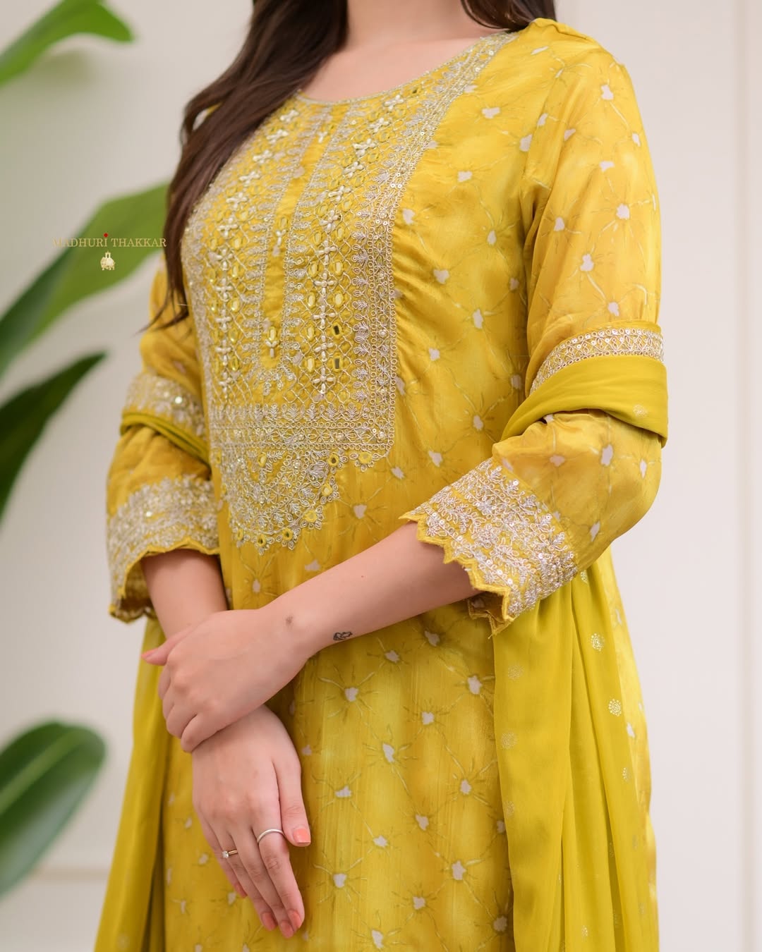 Yellow Handwork Premium Chinnon Sharara Set