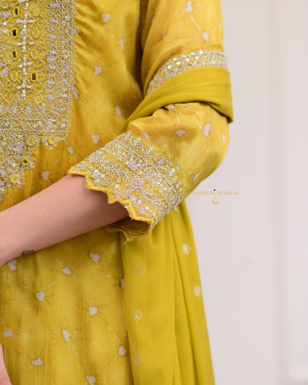 Yellow Handwork Premium Chinnon Sharara Set