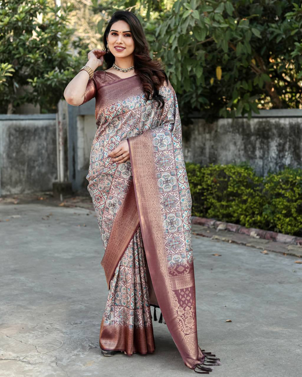 Soft Silk Stylish Maroon Color Banarasi Saree
