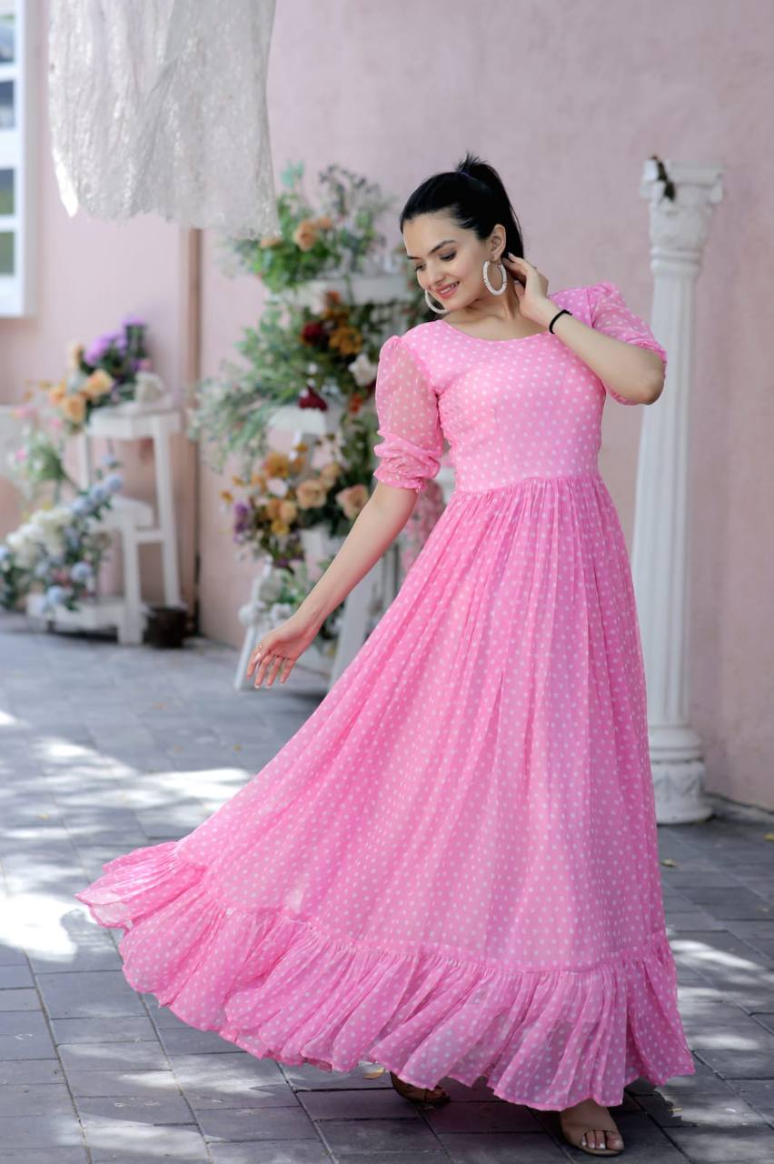 Buy Zinariya Fab Embroidered Net Semi Stitched Anarkali Gown (Baby Pink)  Online at Best Prices in India - JioMart.