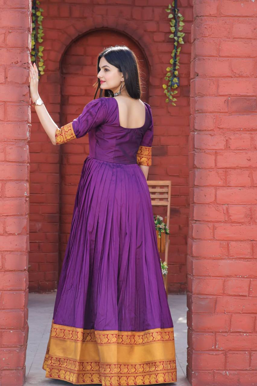 Mother-Daughter Purple Color Beautiful Work Gown