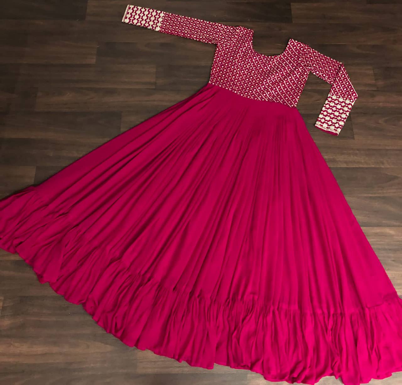Fantastic Multi Sequins Work Pink Color Gown