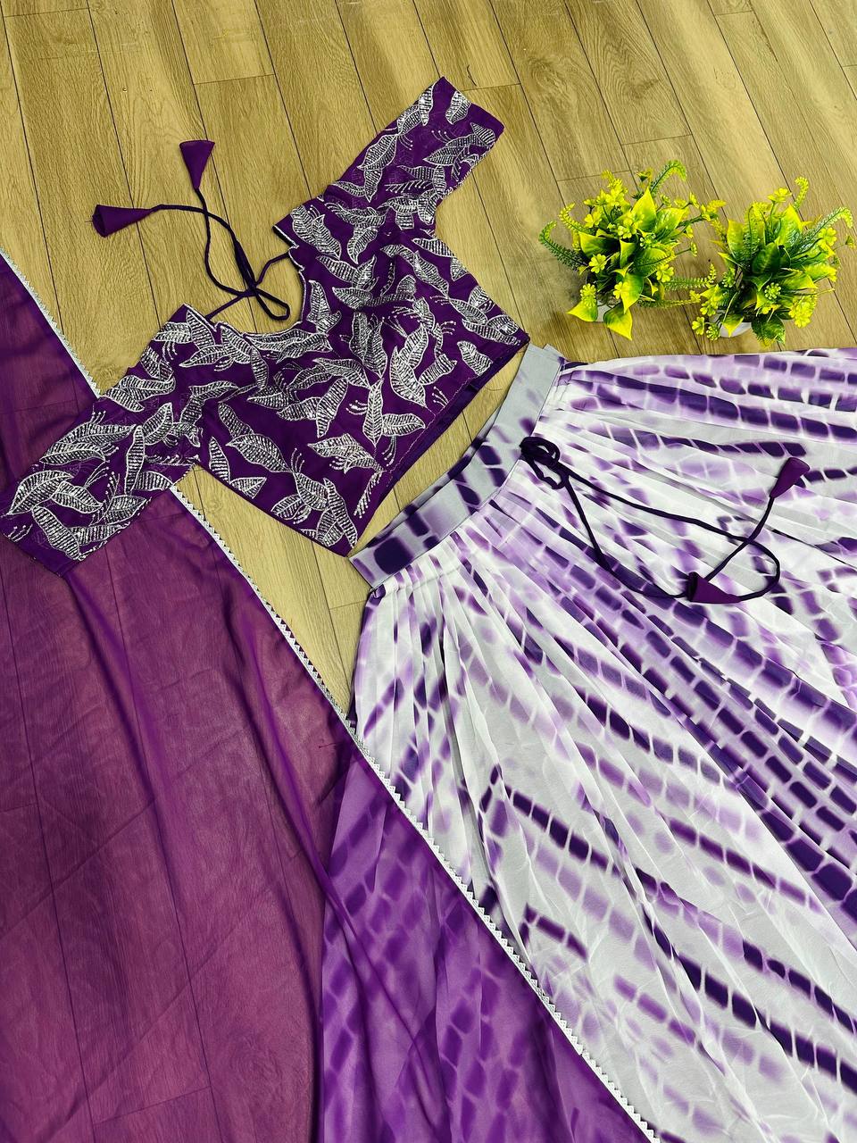Wonderful Purple Color Shibori Print Lehenga Choli