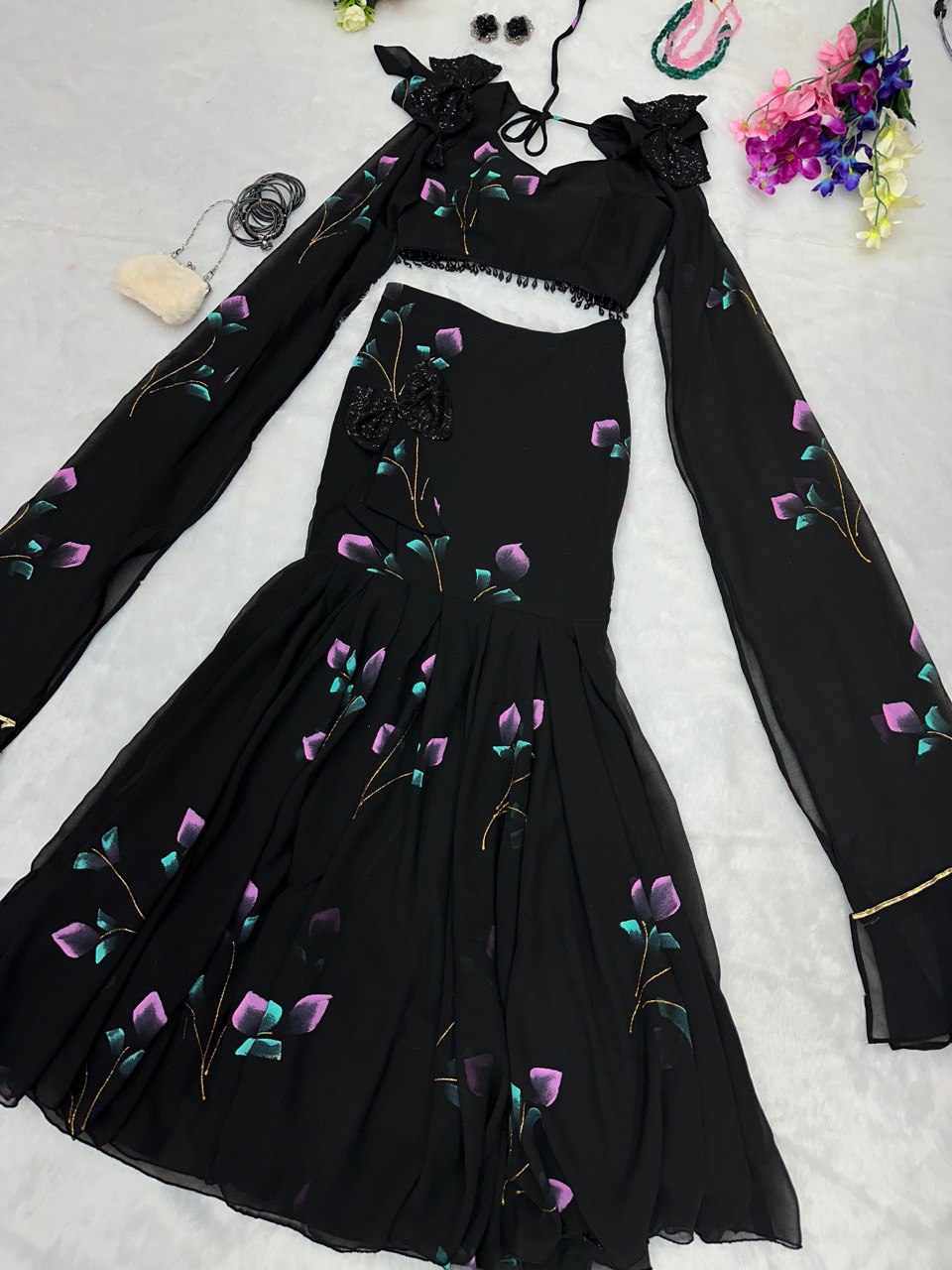 Fully Stitched Black Color Party Wear Lehenga Choli