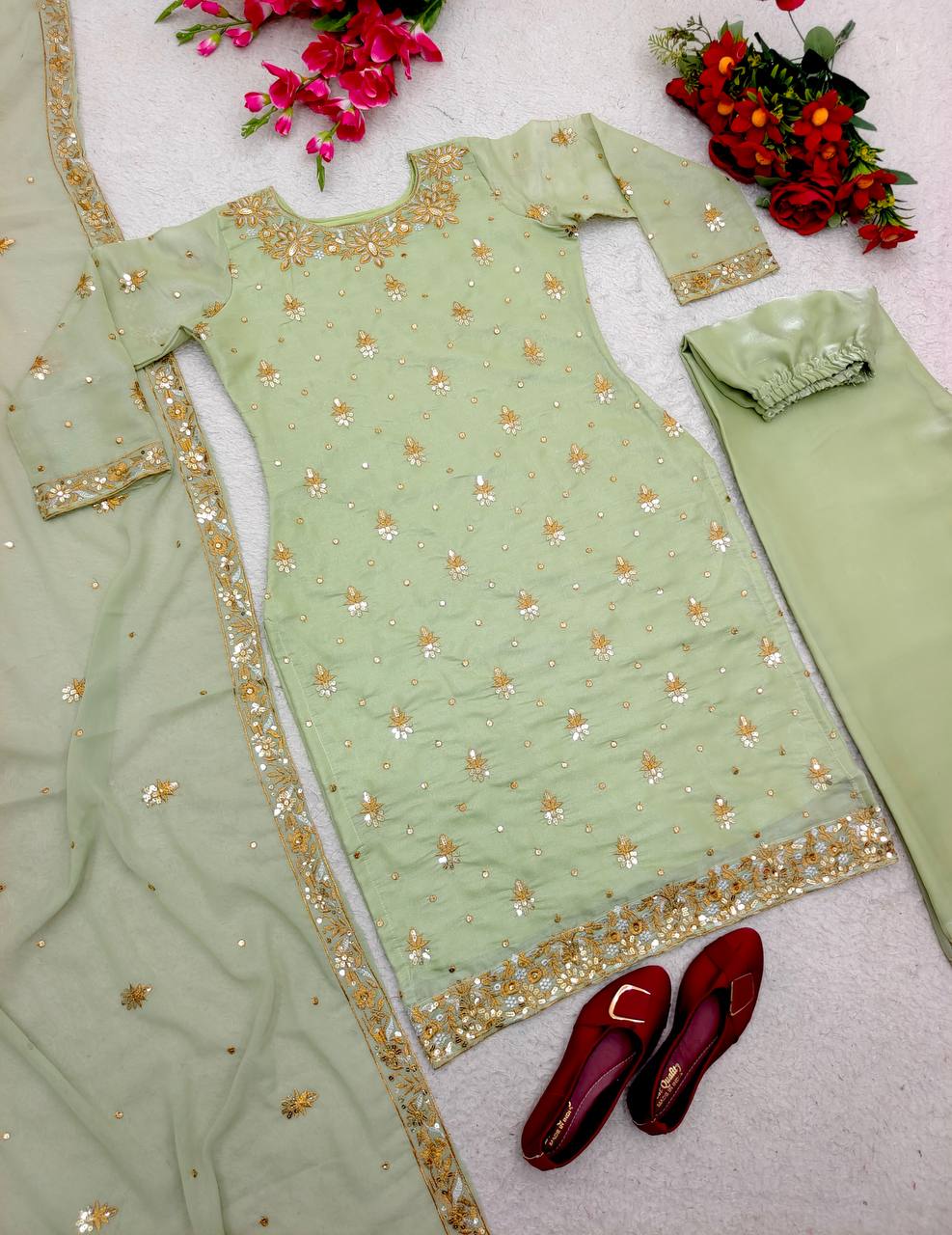 Festive Wear Color Embroidery Work Salwar Suit