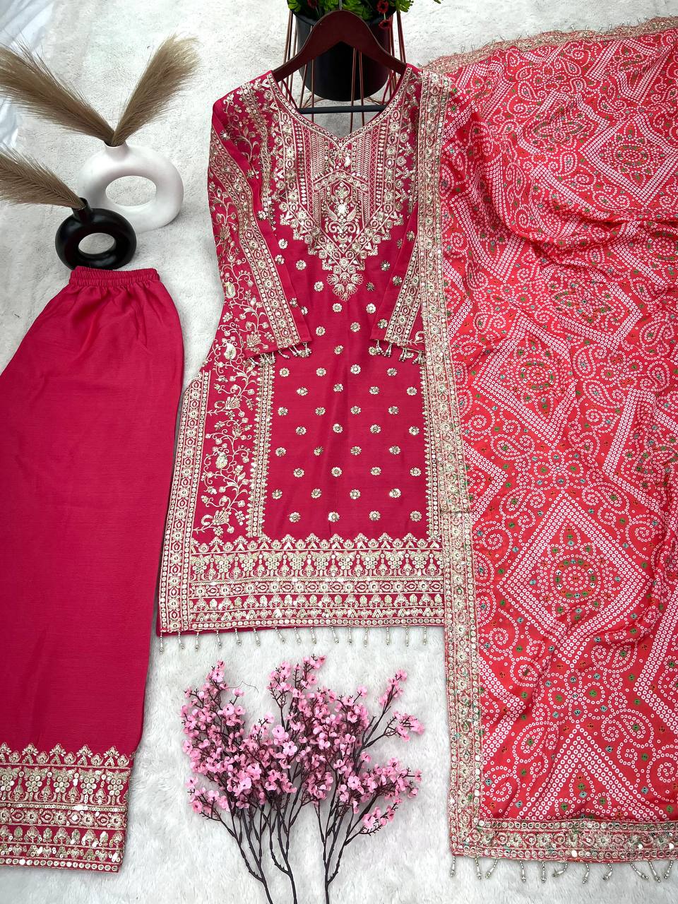 Admiring Pink Salwar Suit With Heavy Work