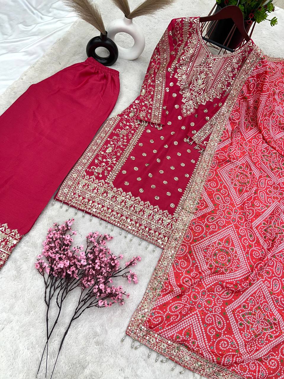 Admiring Pink Salwar Suit With Heavy Work