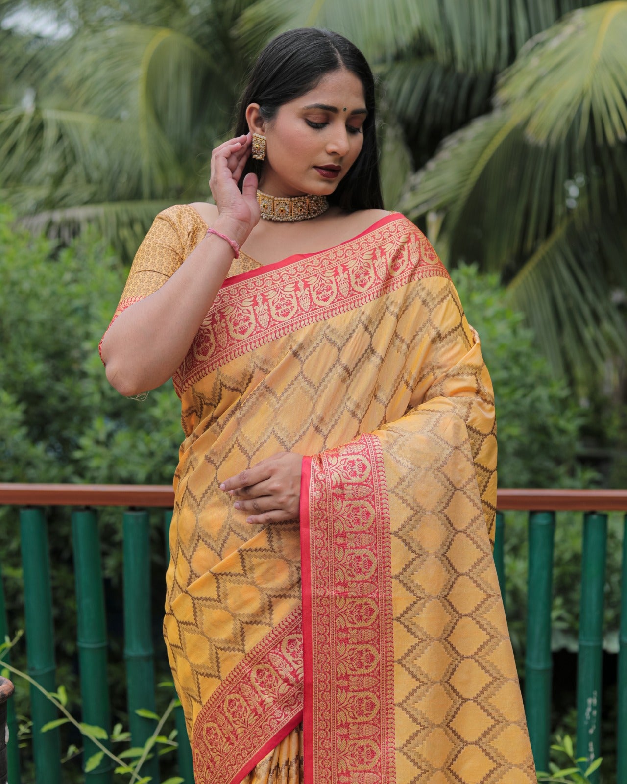 Banarasi Yellow Color Kanjivaram Pattern Silk Saree