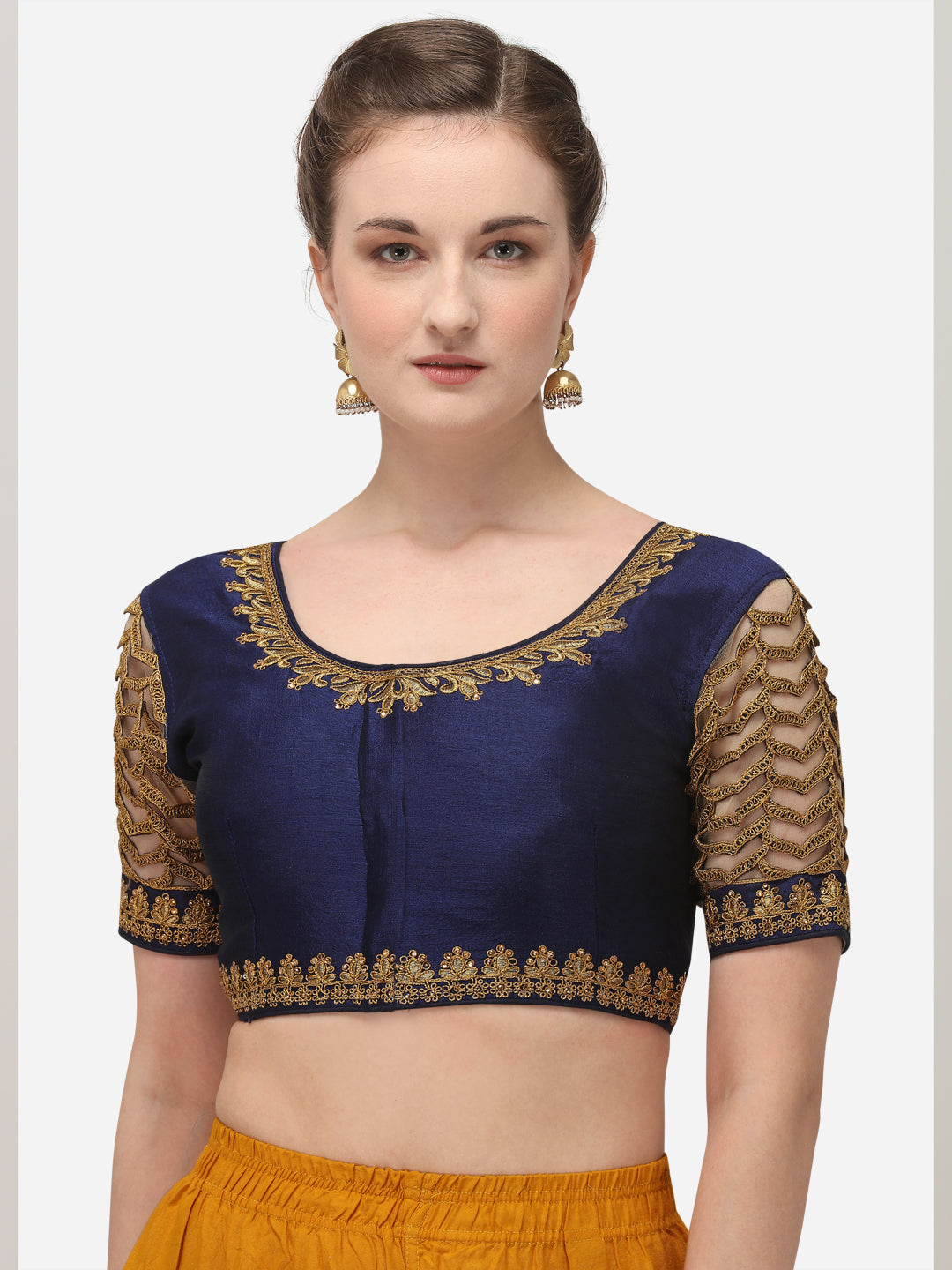 Navy Blue Color Elephent Design Embroidery Work Blouse