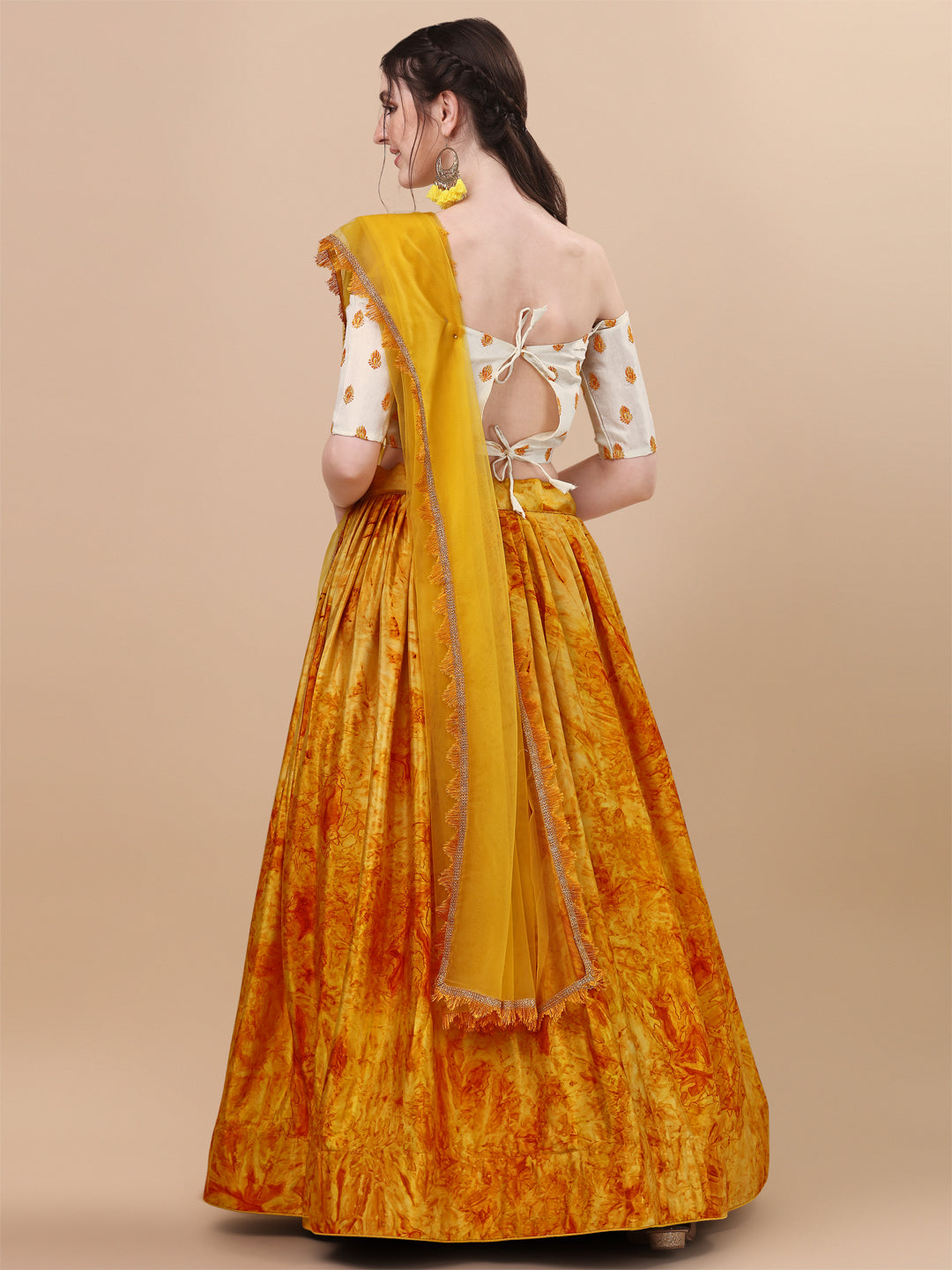Trendy Digital Print Yellow Color Silk Lehenga Choli