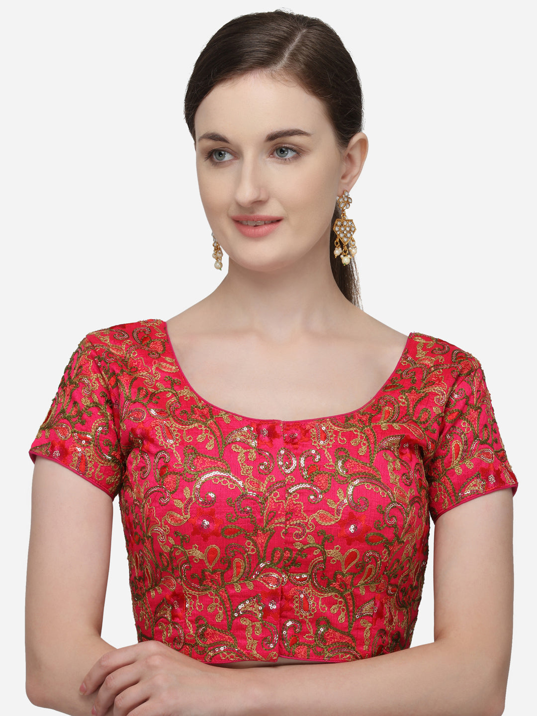Amazing Pink color Embroidered And Sequines Work Silk Blouse