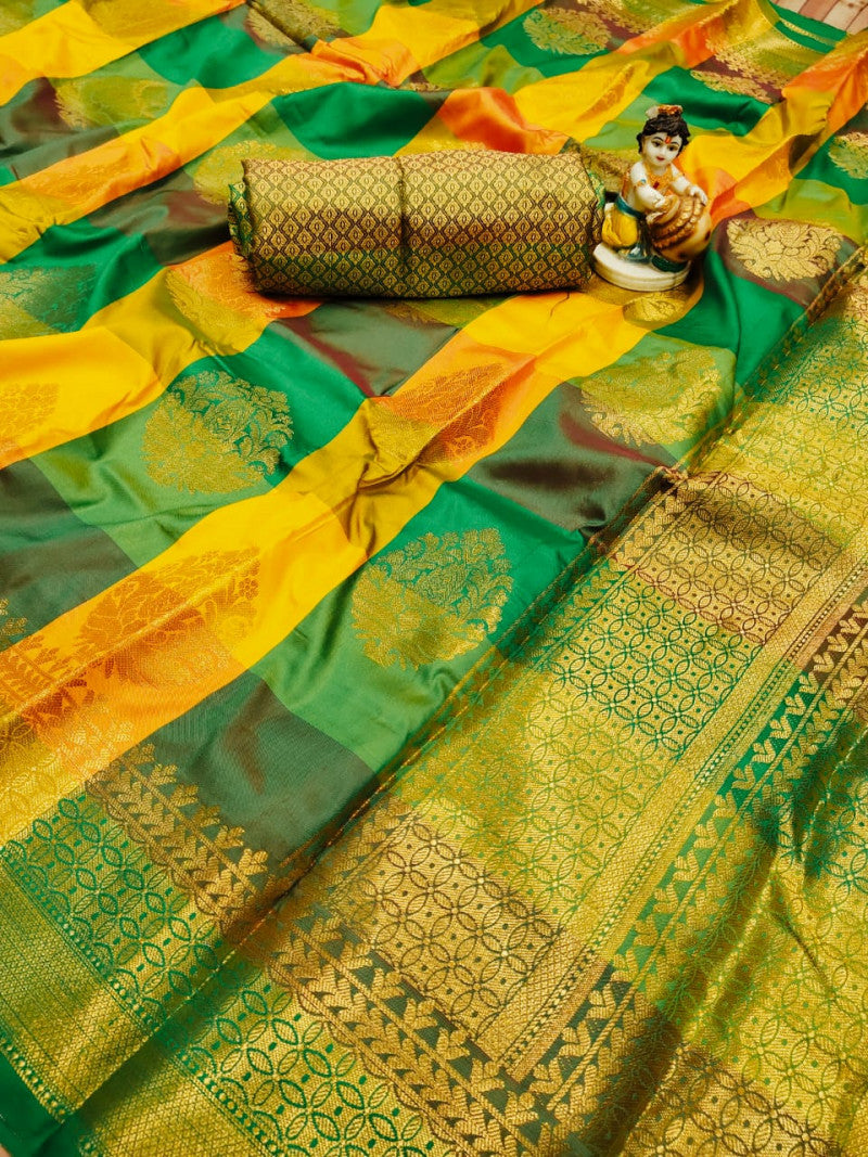 Multicolor Golden Jari Delightful Saree