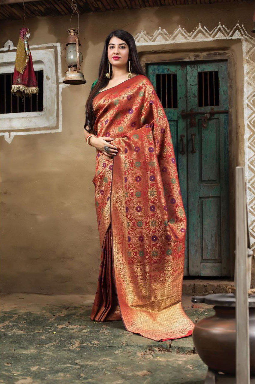 Fashionable Red Color Soft Silk Saree