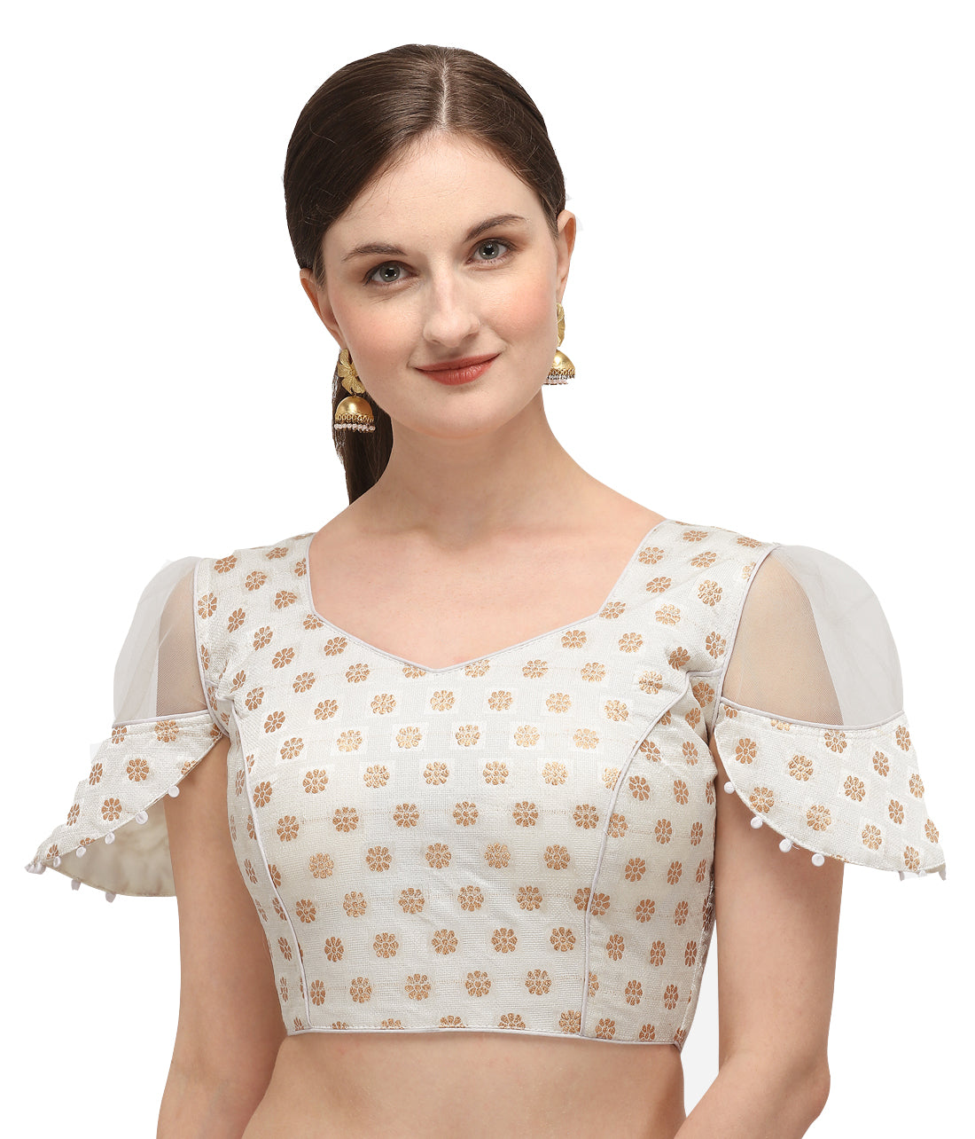 Stylish Off White Color Printed Blouse