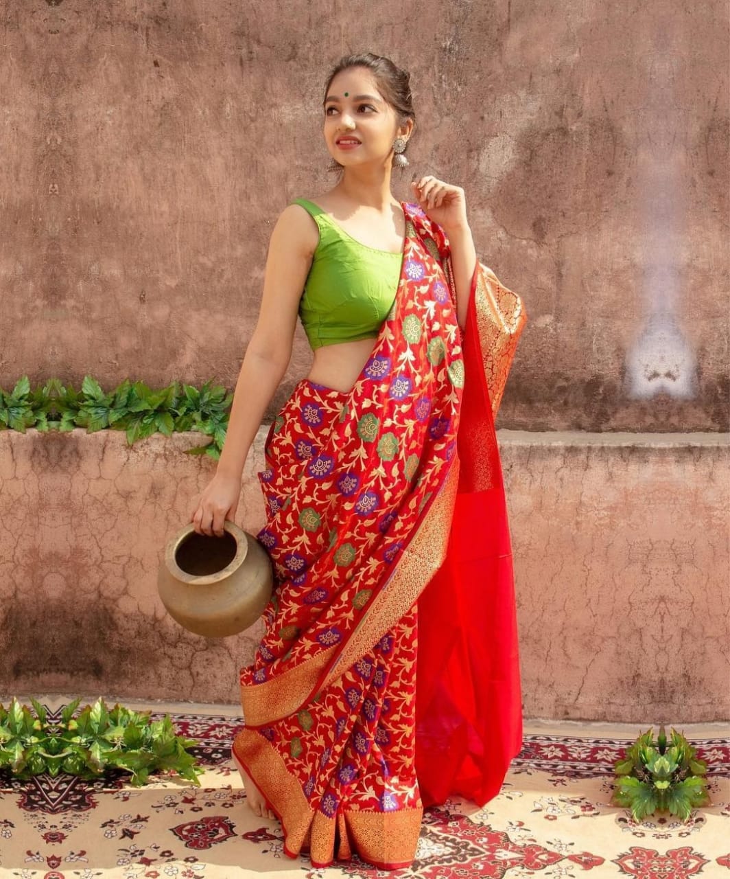 Red Color Banarasi Silk Admiring Saree