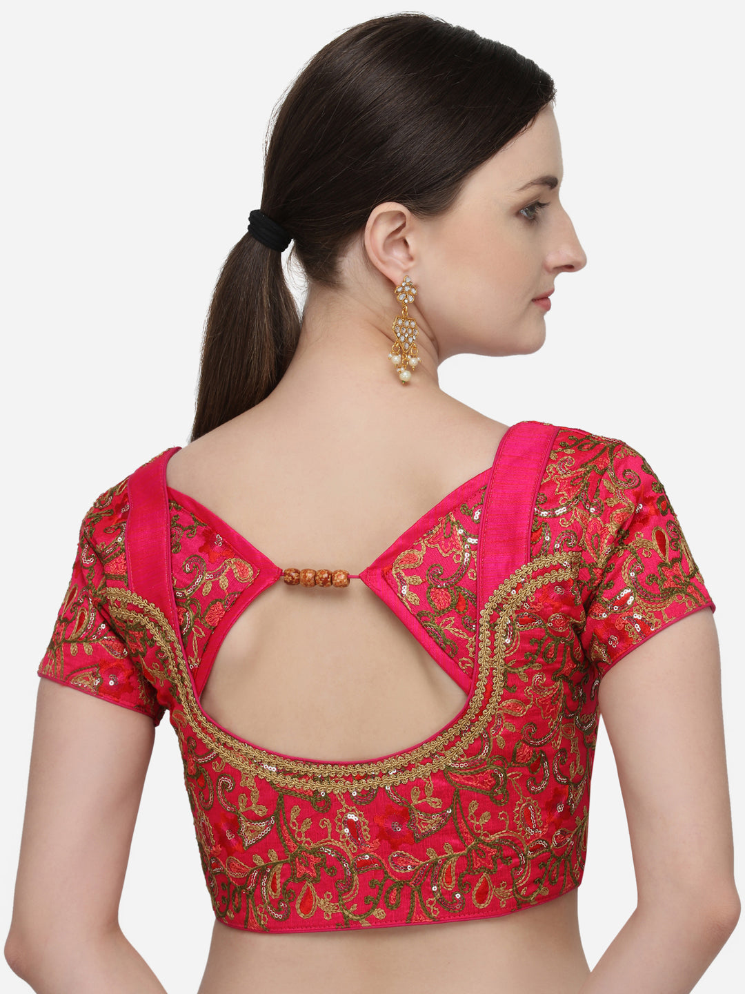 Amazing Pink color Embroidered And Sequines Work Silk Blouse